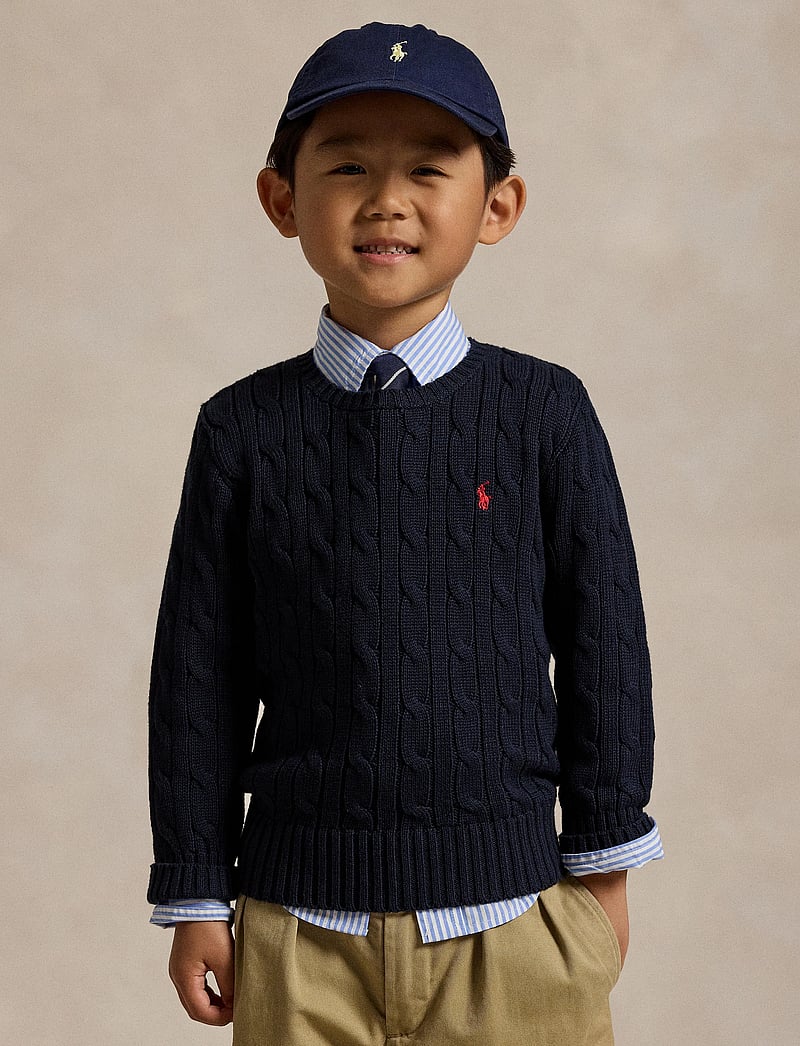 Ralph Lauren Kids - Cable-Knit Cotton Sweater - stickade tröjor - rl navy/c3807 - 0
