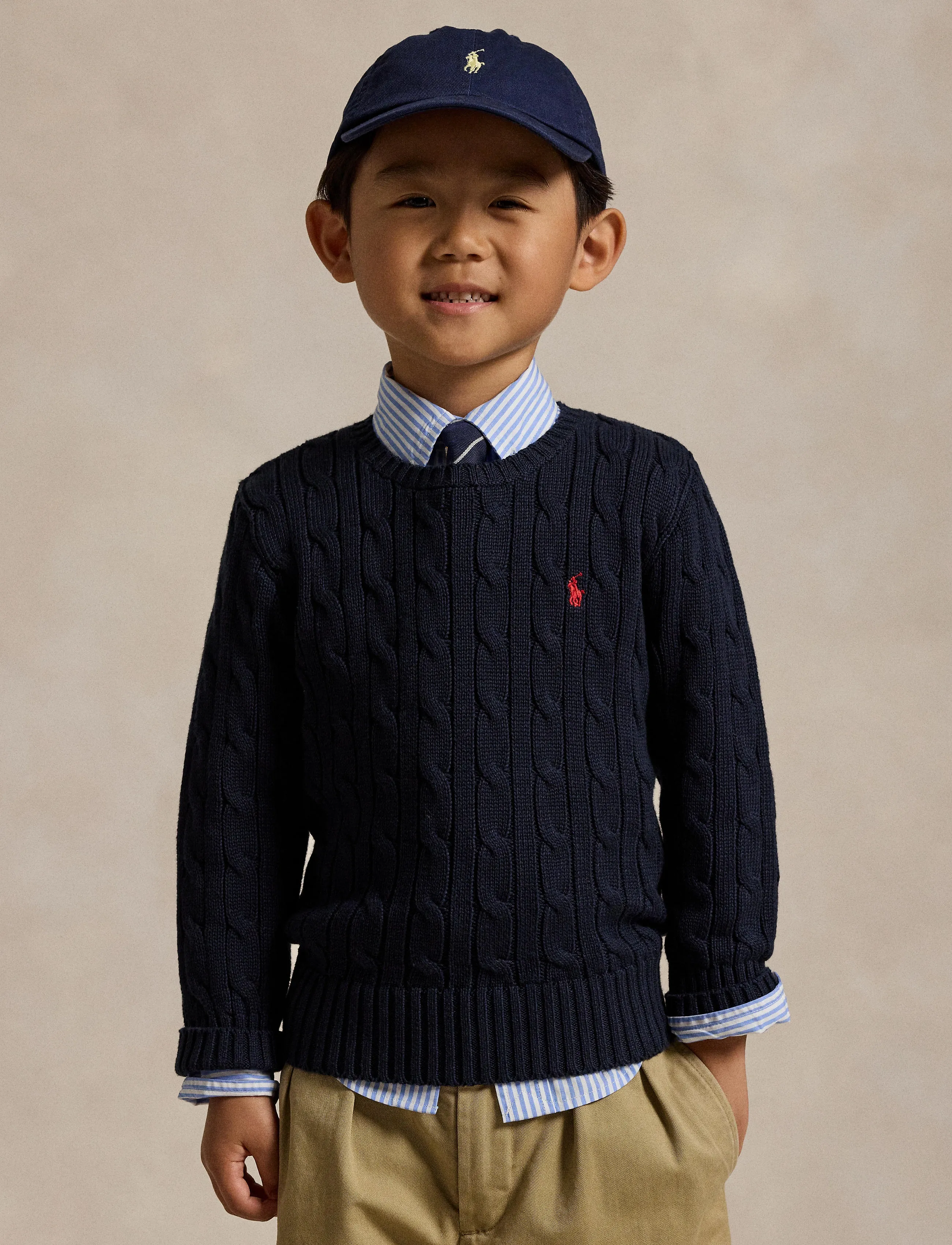 Ralph Lauren Kids COMBED COTTON-LS CABLE CN-TP-SWT - Stickade tröjor - RL NAVY/C3807 / navy