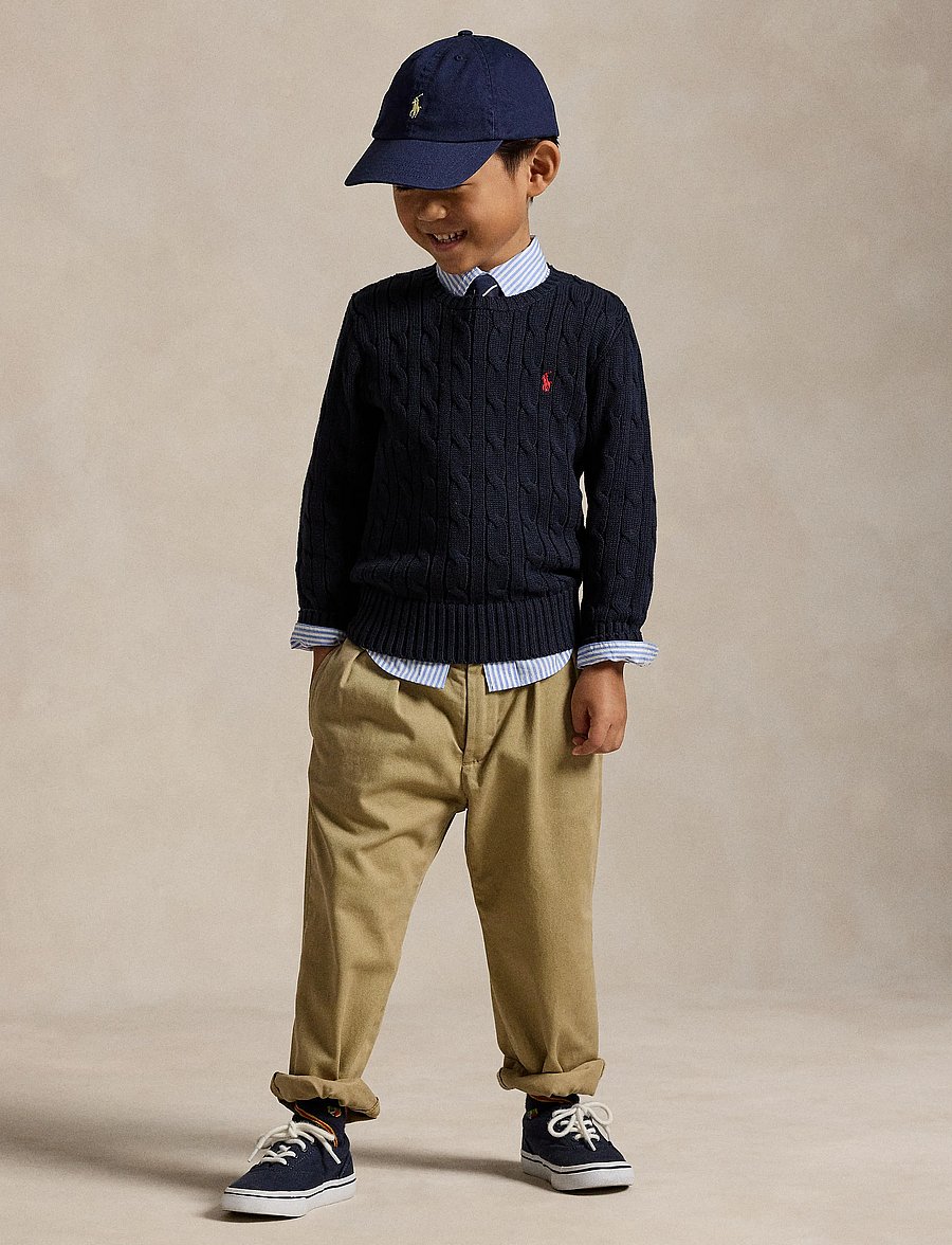 Ralph Lauren Kids - COMBED COTTON-LS CABLE CN-TP-SWT - swetry - rl navy/c3807 - 4
