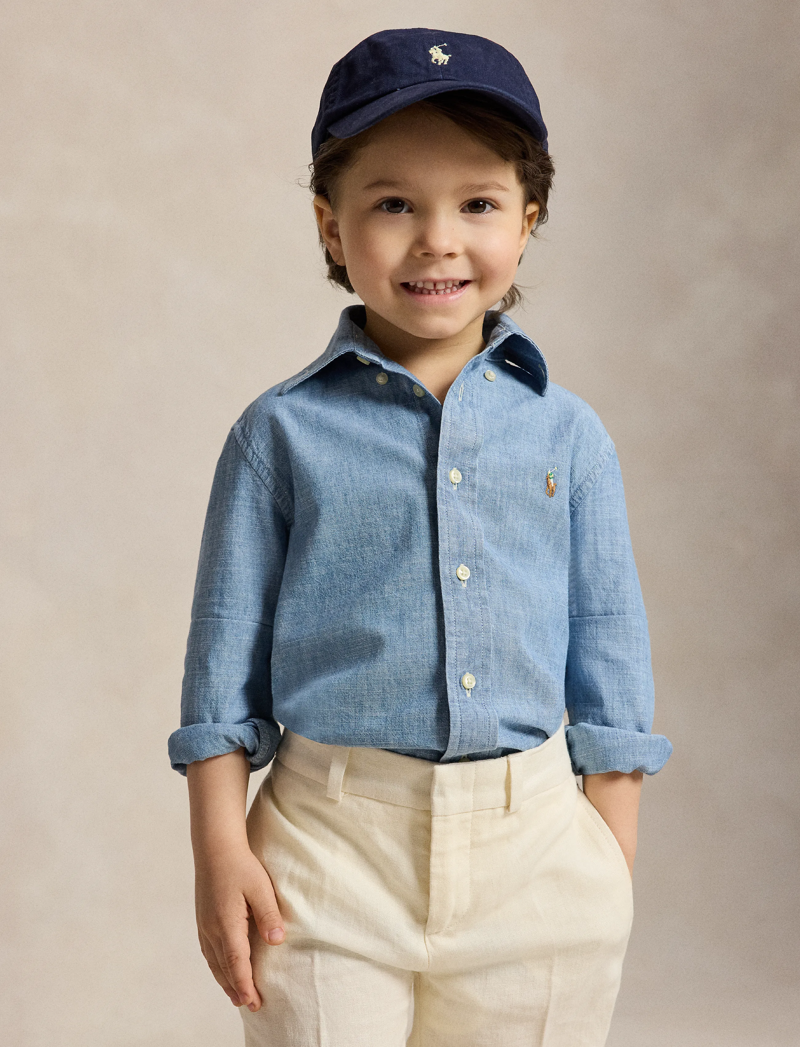 Ralph Lauren Kids - Cotton Chambray Shirt - långärmade skjortor - lt blue - 0