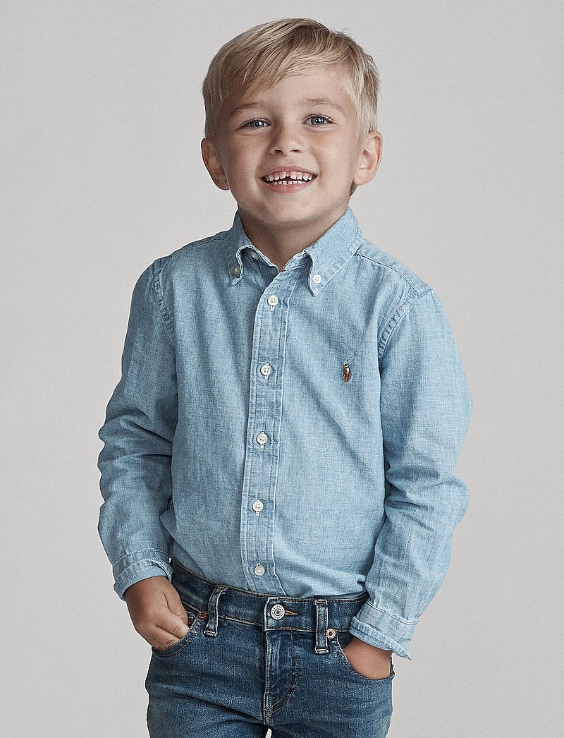 Ralph Lauren Kids - Cotton Chambray Shirt - skjortor - lt blue - 4