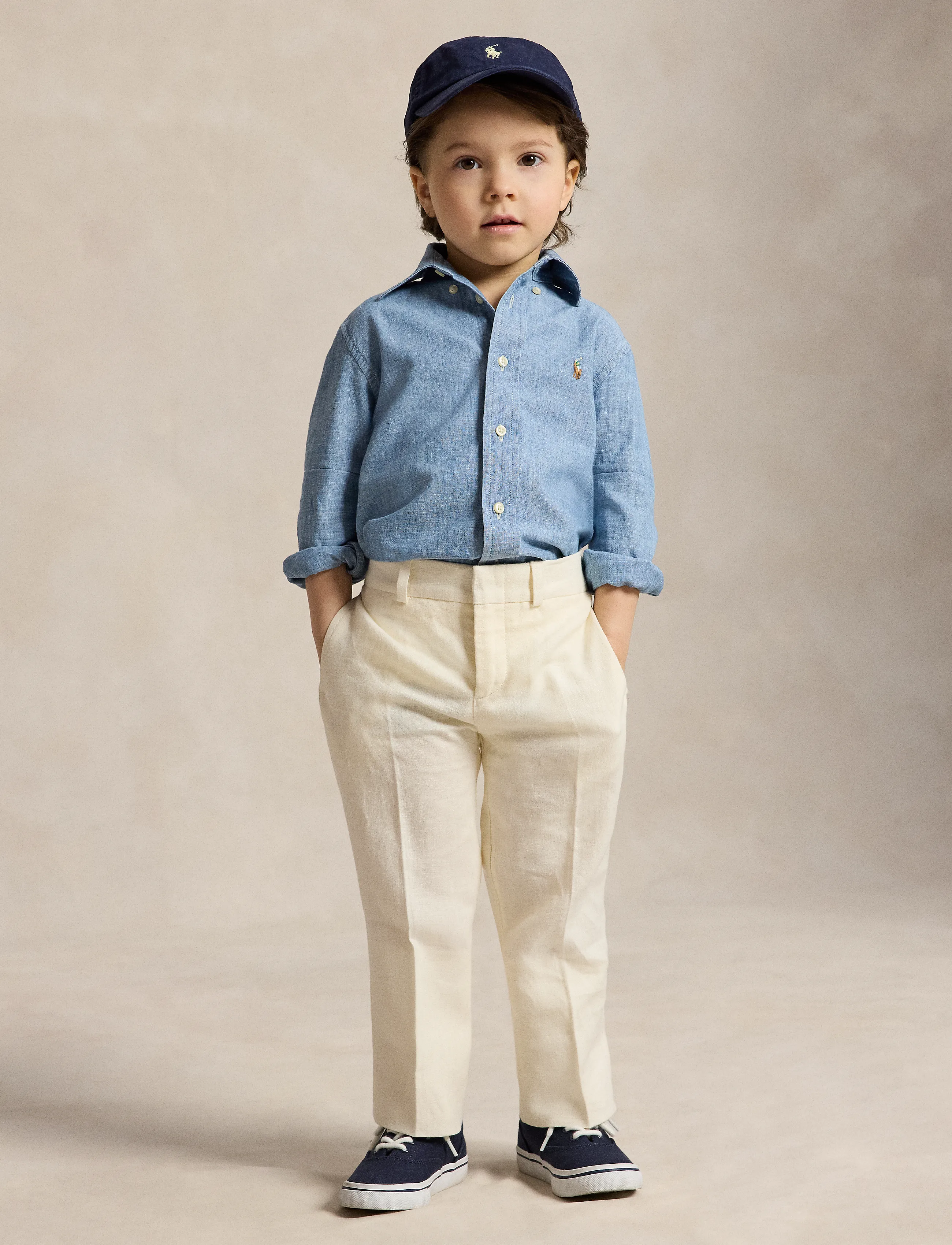 Ralph Lauren Kids - Cotton Chambray Shirt - långärmade skjortor - lt blue - 4