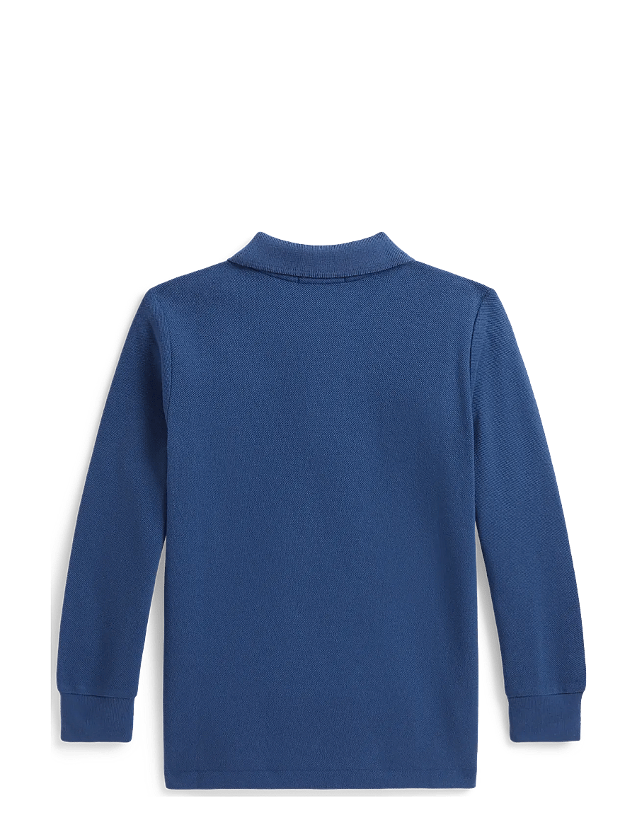 Ralph Lauren Kids - Cotton Mesh Long-Sleeve Polo Shirt - langærmede poloer - dusty azure/c1268 - 1