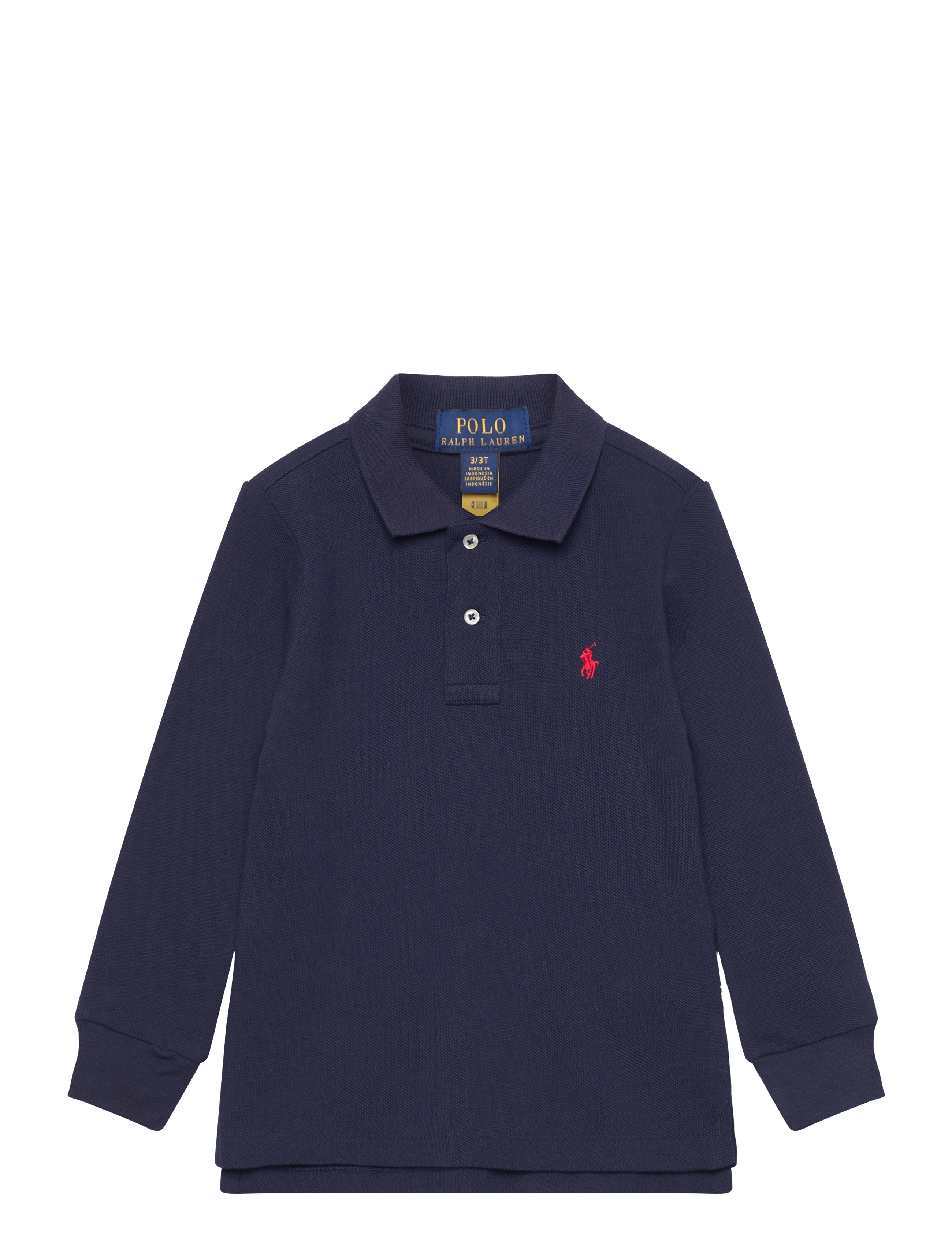 Ralph Lauren Kids Cotton Mesh Long-Sleeve Polo Shirt, 124-131, Shirts, Marineblau - Long-sleeved Kinder