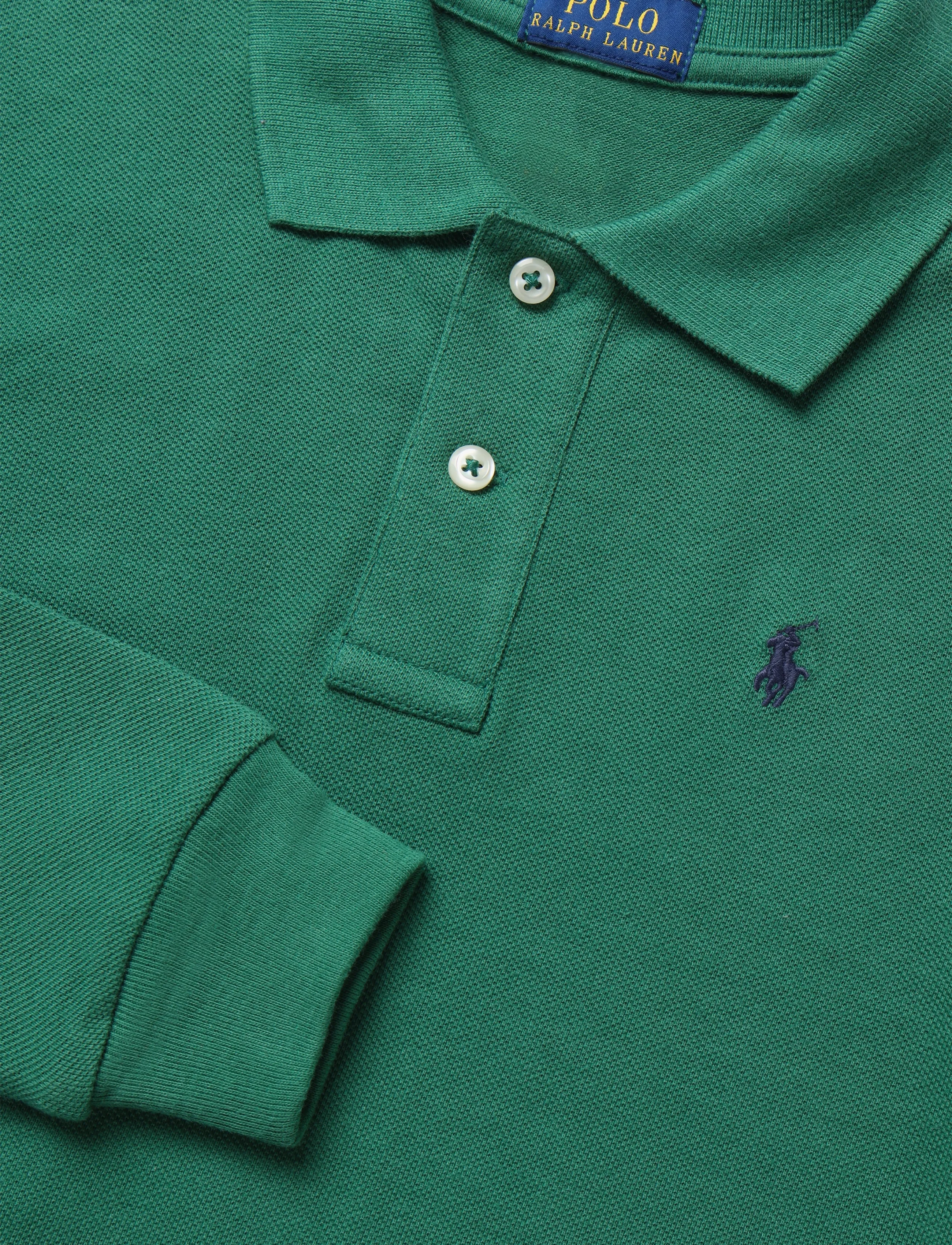 Ralph Lauren Kids - Cotton Mesh Long-Sleeve Polo Shirt - långärmade pikéer - verano green/c0794 - 2