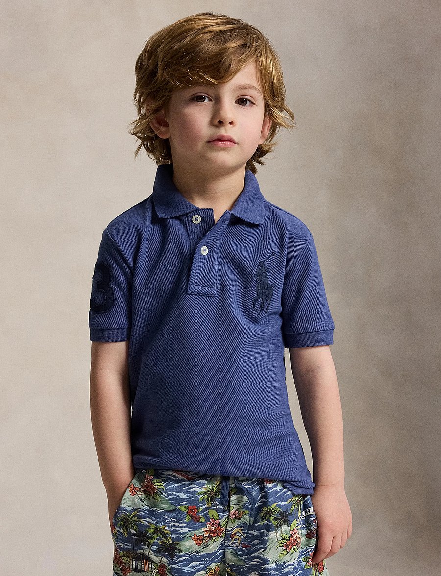 Ralph Lauren Kids - Big Pony Cotton Mesh Polo Shirt - kurzärmelig - light navy/c5935 - 4