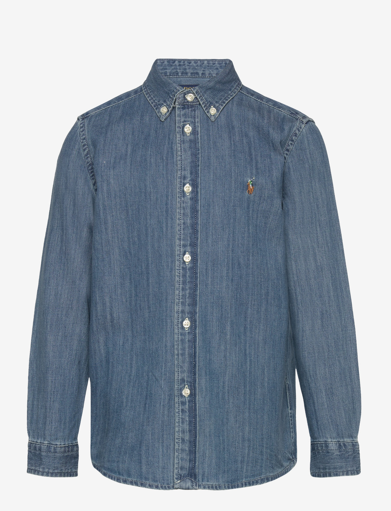 Ralph Lauren Kids - Cotton Denim Shirt - langærmede skjorter - dk blue - 0
