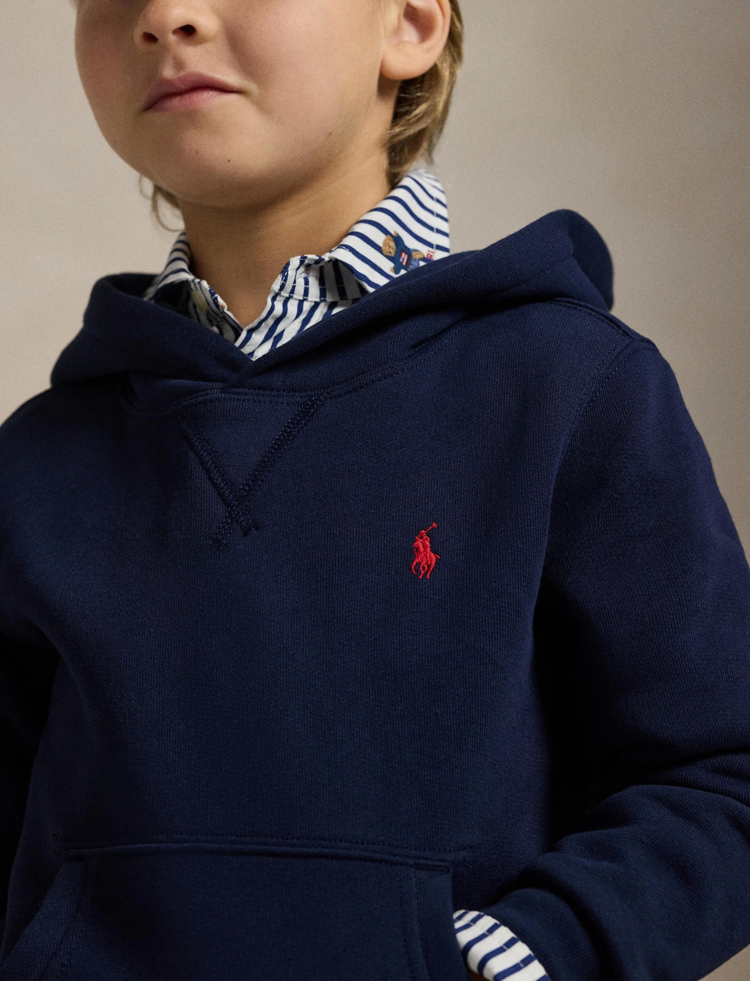 Ralph Lauren Kids - SEASONAL FLEECE-LS PO HOOD-TP-KNT - hættetrøjer - refined navy/c387 - 2
