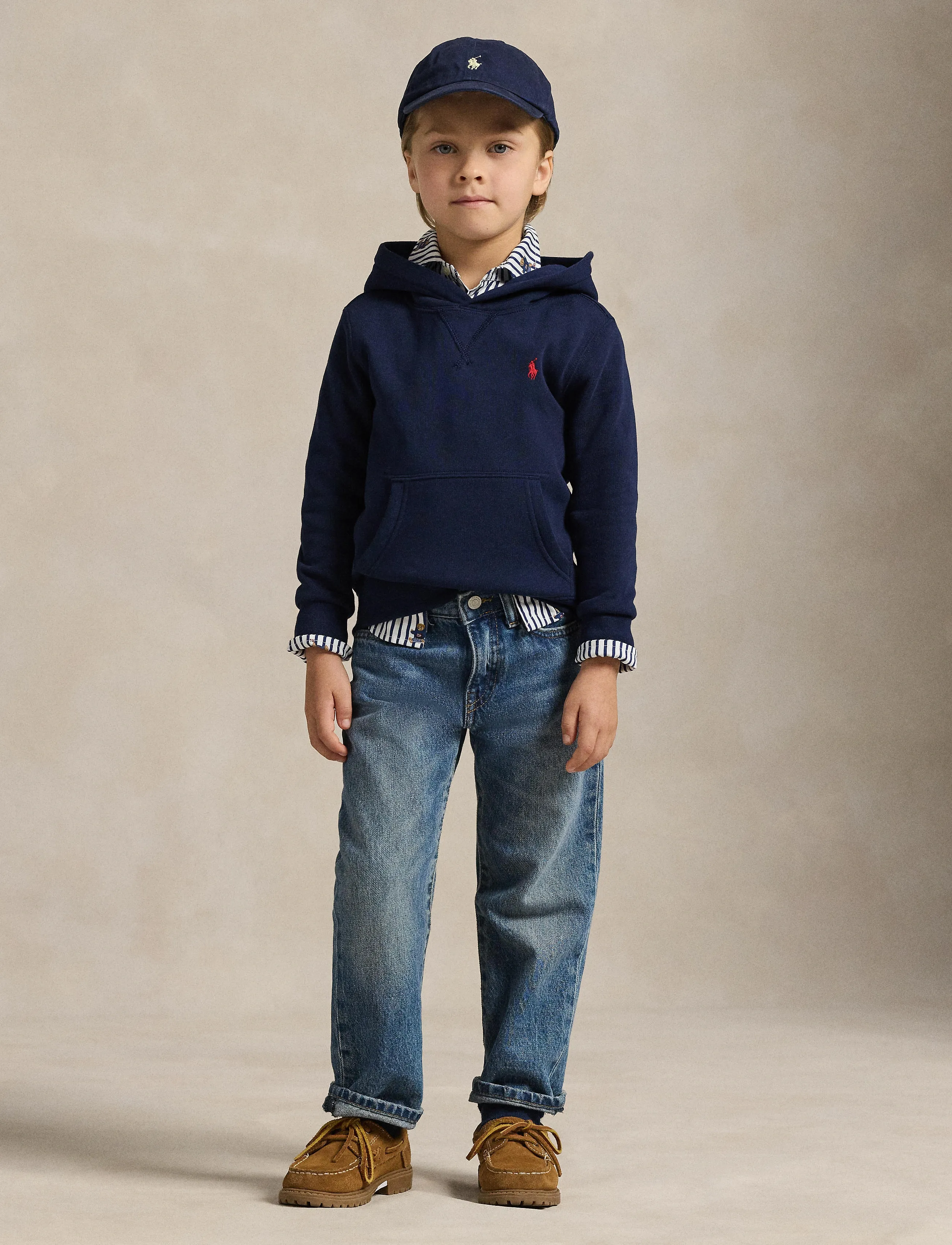 Ralph Lauren Kids - SEASONAL FLEECE-LS PO HOOD-TP-KNT - hættetrøjer - refined navy/c387 - 4