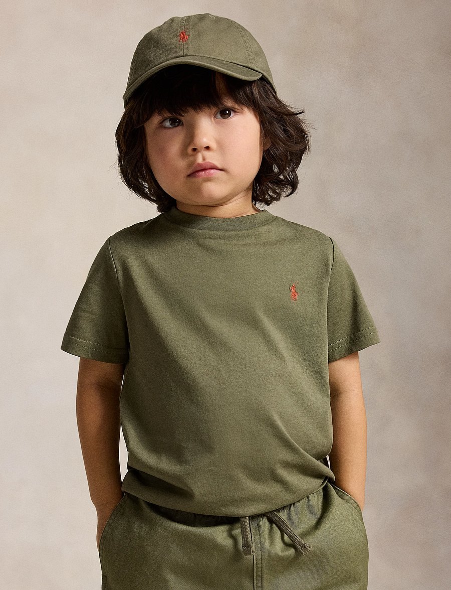 Ralph Lauren Kids - Cotton Jersey Crewneck Tee - lühikeste varrukatega t-särgid - cruise olive/c8702 - 0