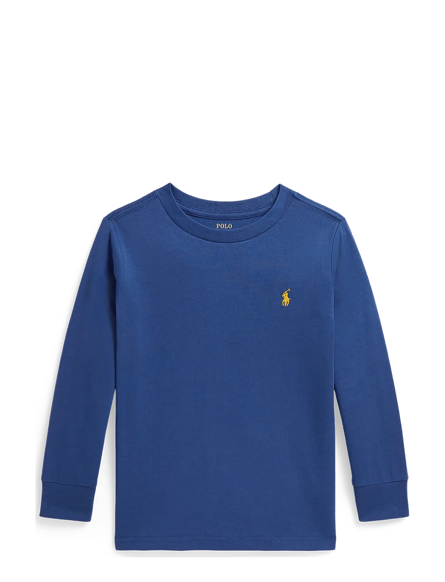 Ralph Lauren Kids - Cotton Jersey Long-Sleeve Tee - långärmade t-shirts - dusty azure/c1268 - 0