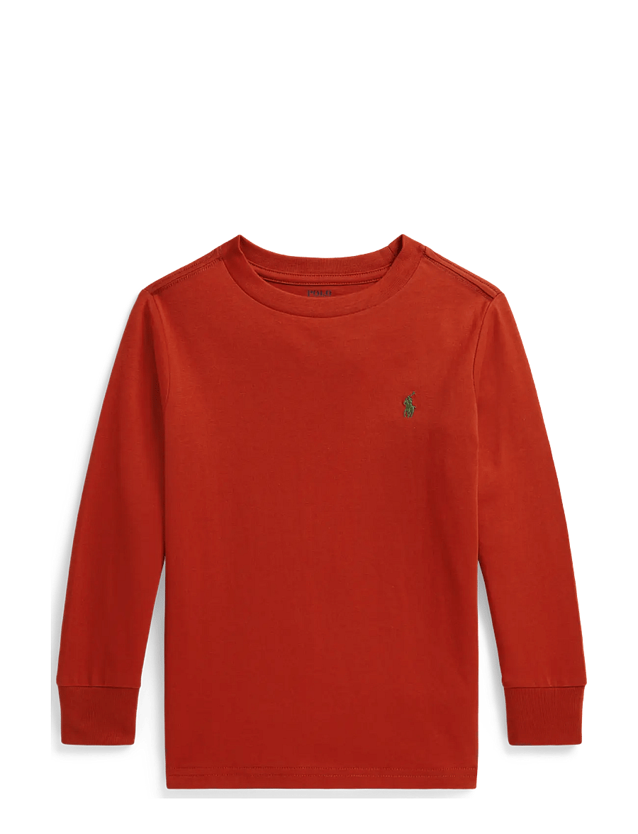 Ralph Lauren Kids - Cotton Jersey Long-Sleeve Tee - långärmade t-shirts - varsity orange/c5127 - 0