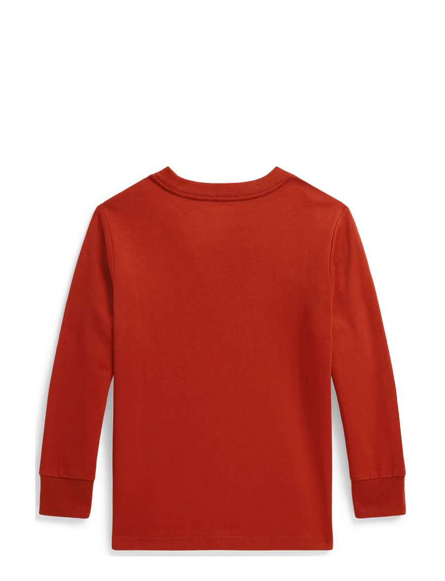 Ralph Lauren Kids - Cotton Jersey Long-Sleeve Tee - långärmade t-shirts - varsity orange/c5127 - 1