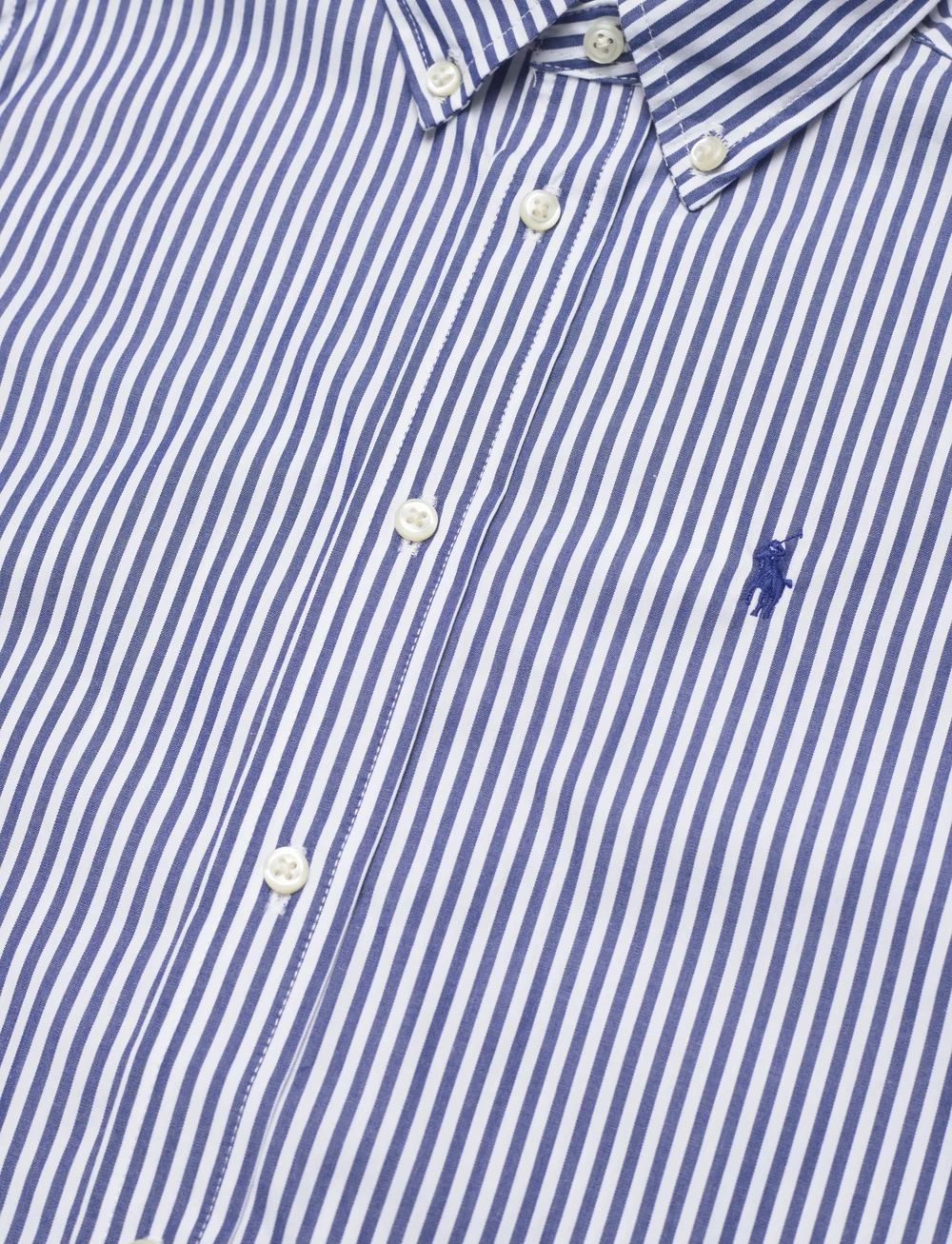 Ralph Lauren Kids - Striped Cotton Poplin Shirt - krekli ar garām piedurknēm - 4655a navy/white - 2
