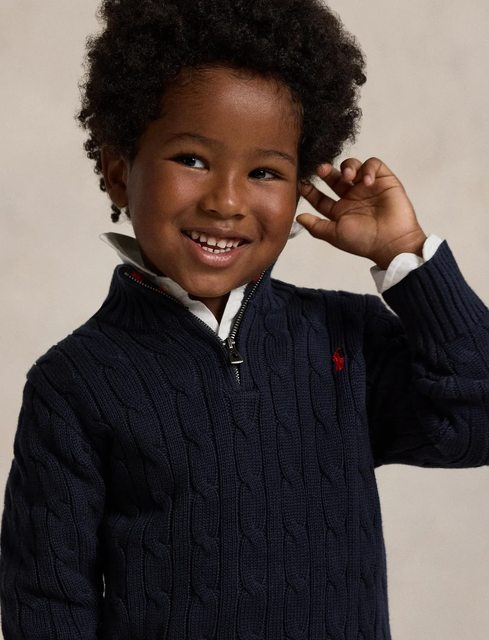 Ralph Lauren Kids - Cable-Knit Cotton Quarter-Zip Sweater - pullover - rl navy/c3807 - 4