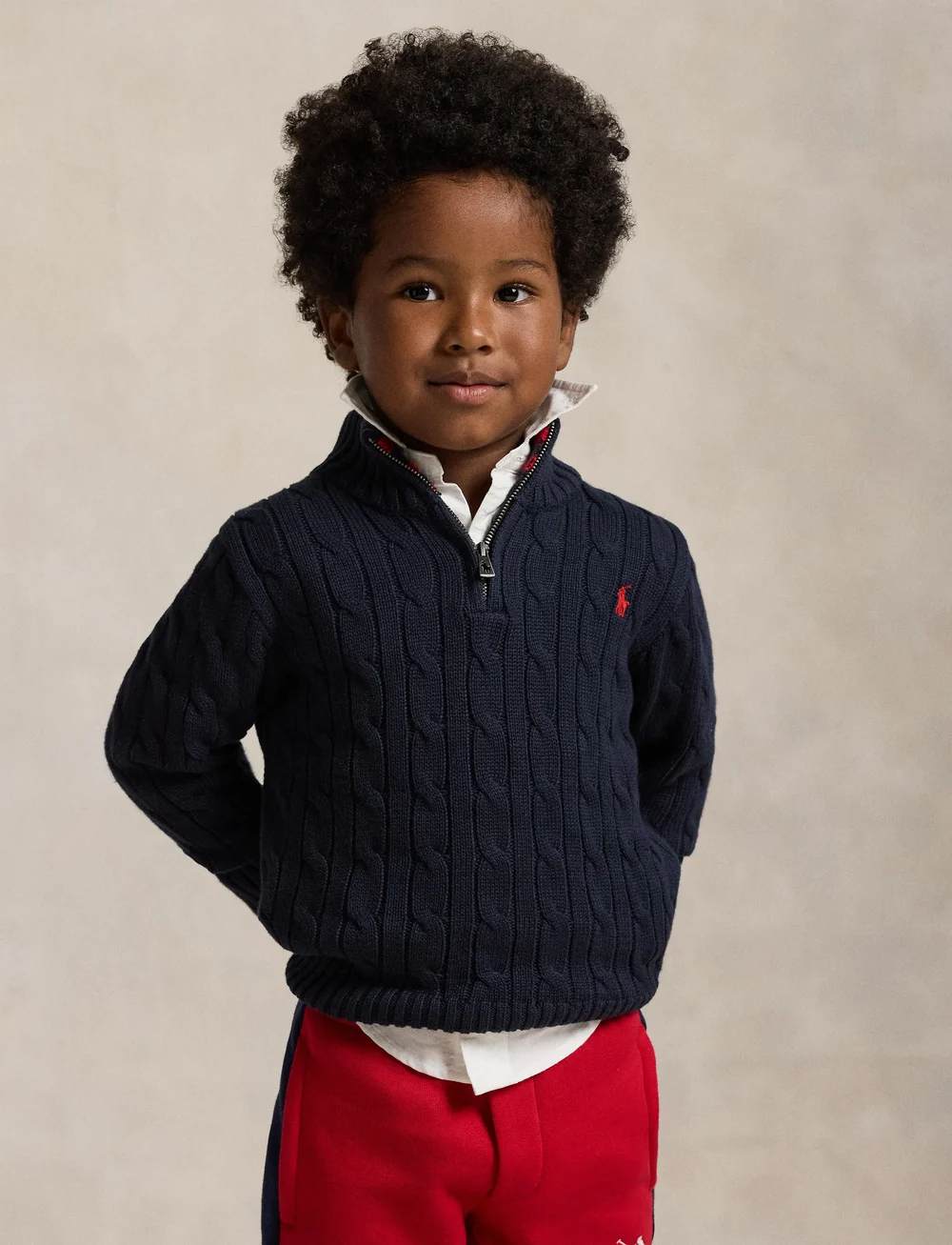 Ralph Lauren Kids - Cable-Knit Cotton Quarter-Zip Sweater - pullover - rl navy/c3807 - 0