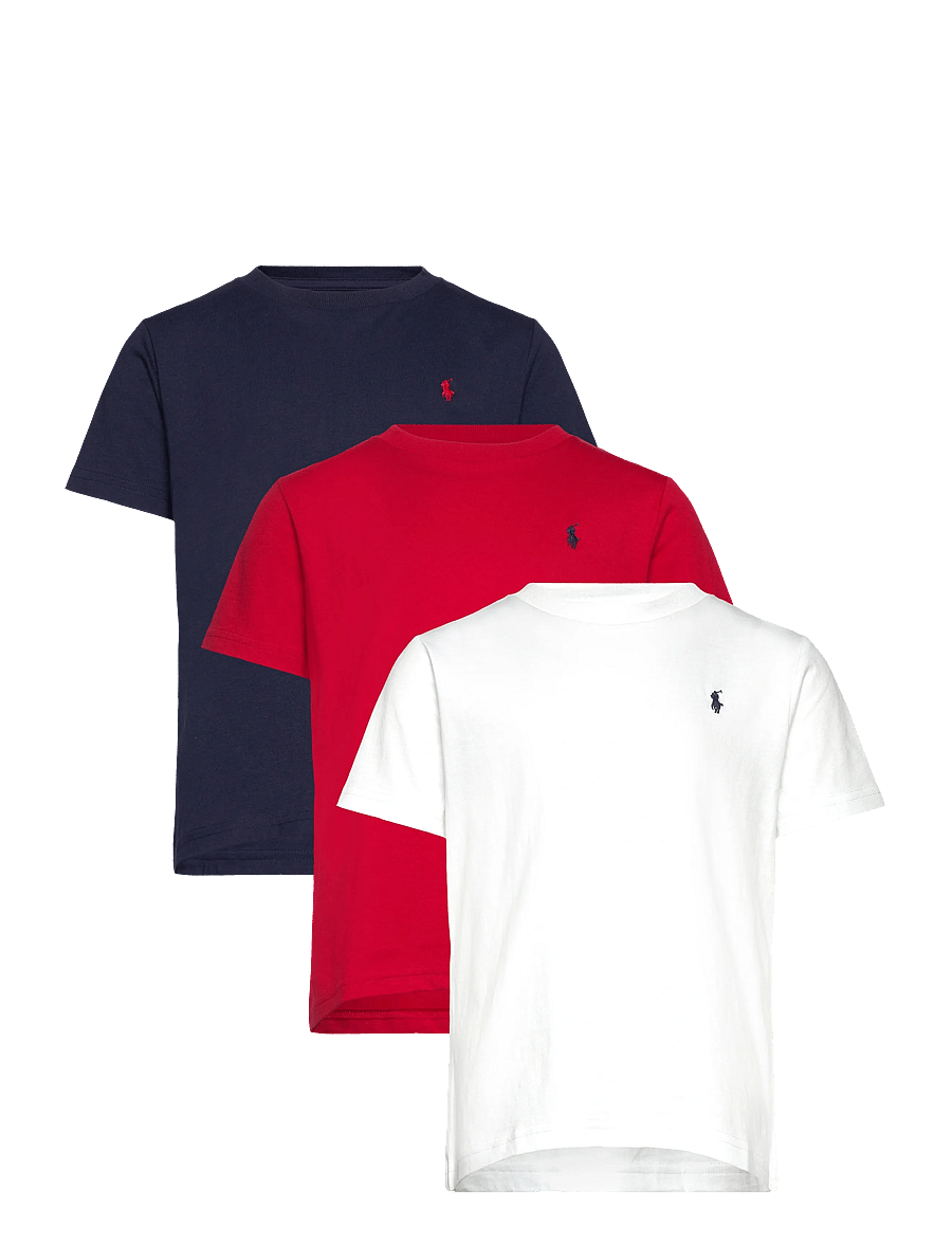 Ralph Lauren Kids - Cotton Jersey Crewneck Tee 3-Pack - kurzärmelige - polo essentials 1 - 0