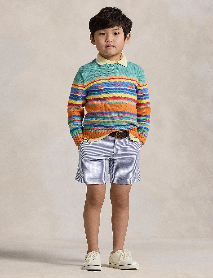 Ralph Lauren Kids - Stretch Cotton Seersucker Short - chino shorts - blue seersucker - 4