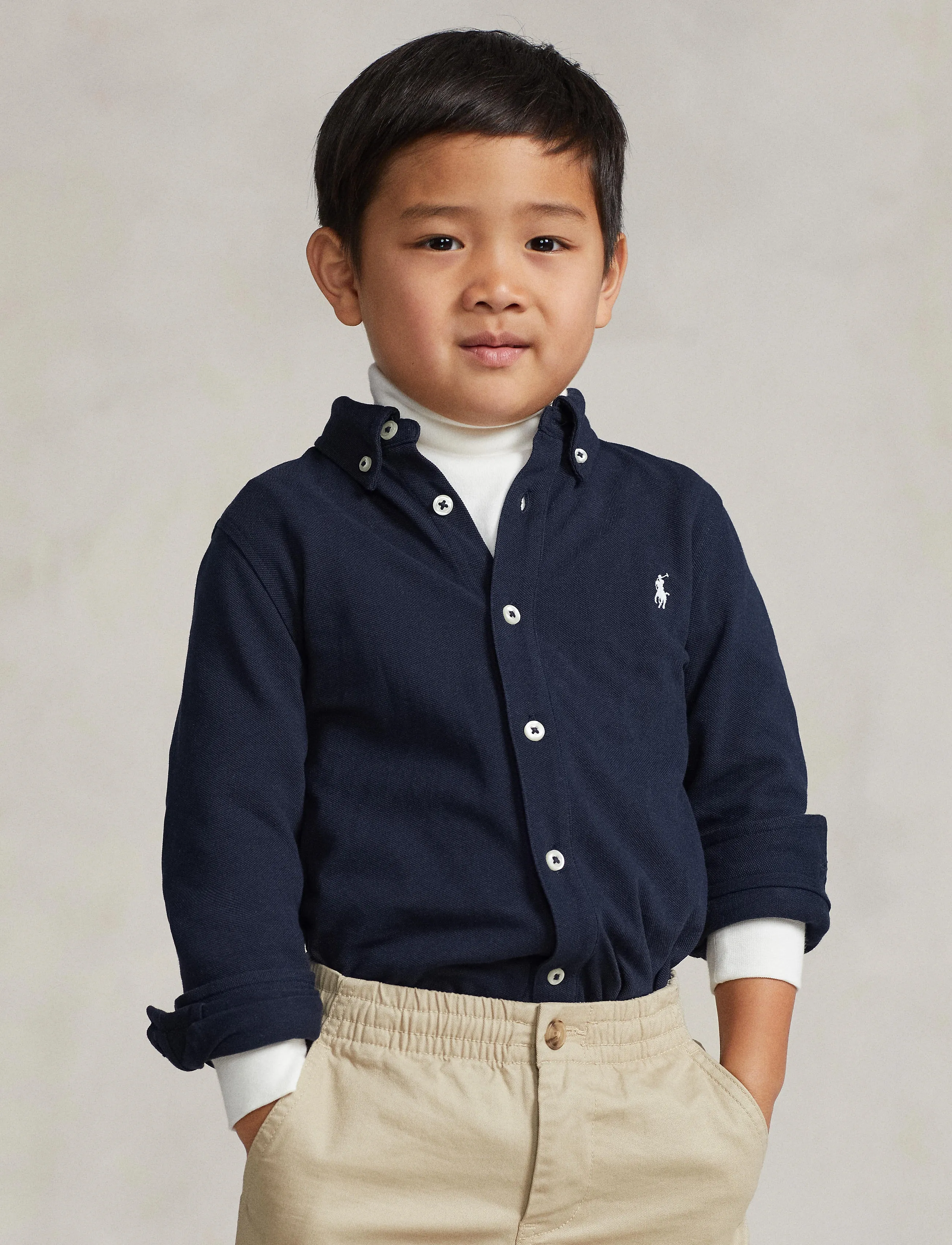 Ralph Lauren Kids - Featherweight Cotton Mesh Shirt - langærmede skjorter - aviator navy - 4
