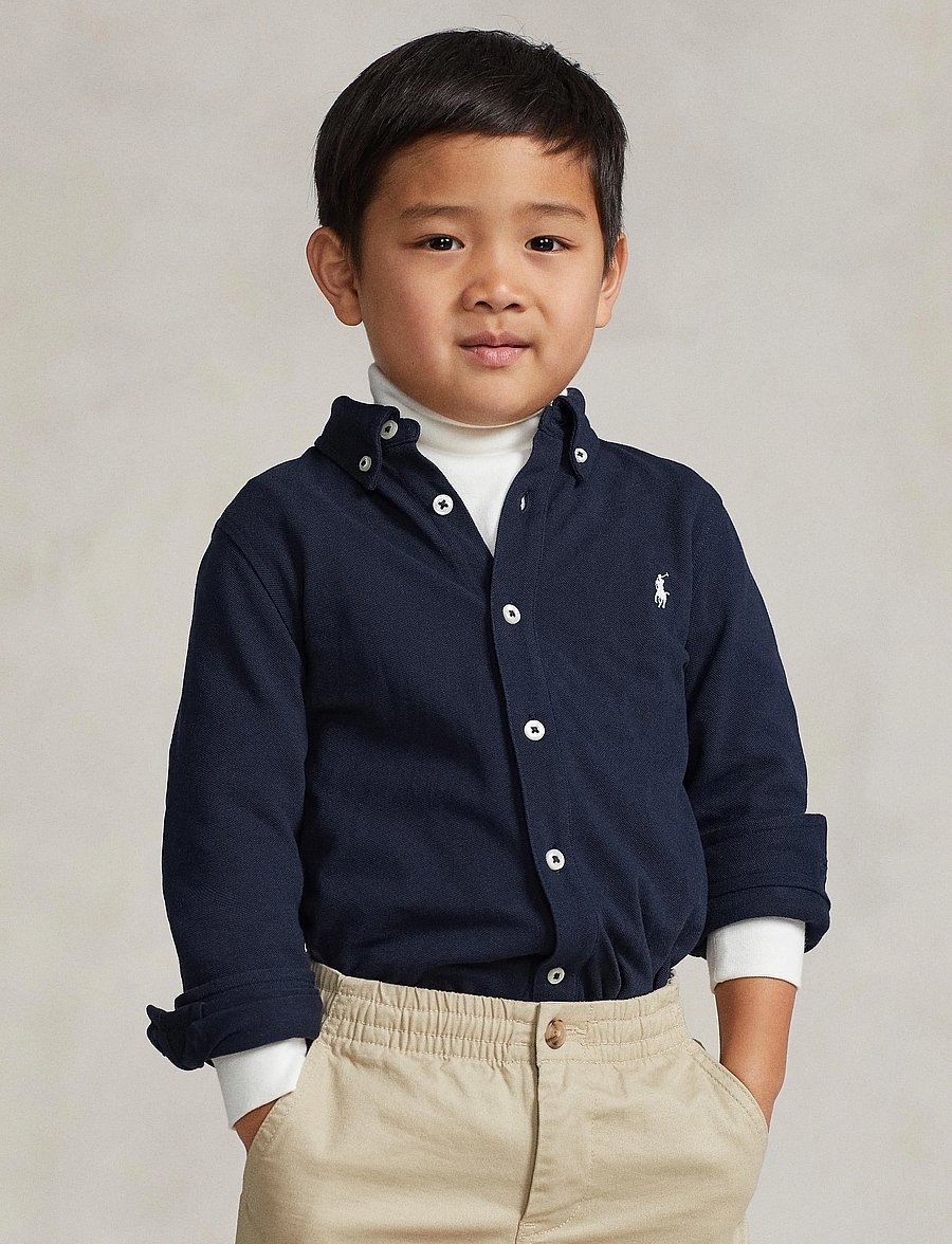 Ralph Lauren Kids - Featherweight Cotton Mesh Shirt - chemises à manches longues - aviator navy - 4