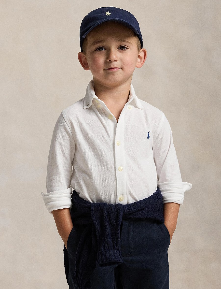 Ralph Lauren Kids - Featherweight Cotton Mesh Shirt - pikkade varrukatega särgid - white - 3