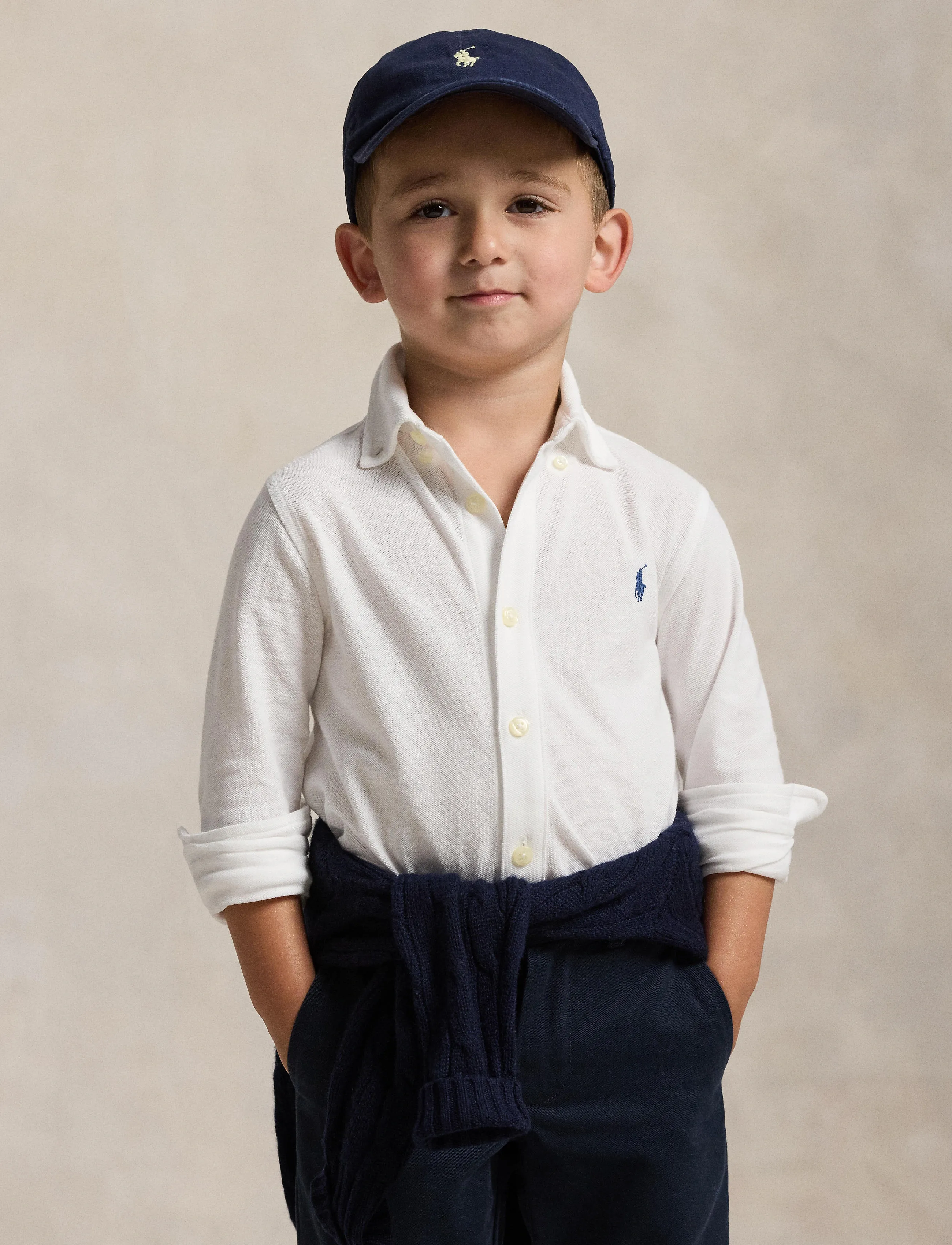 Ralph Lauren Kids - Featherweight Cotton Mesh Shirt - langärmlige hemden - white - 3