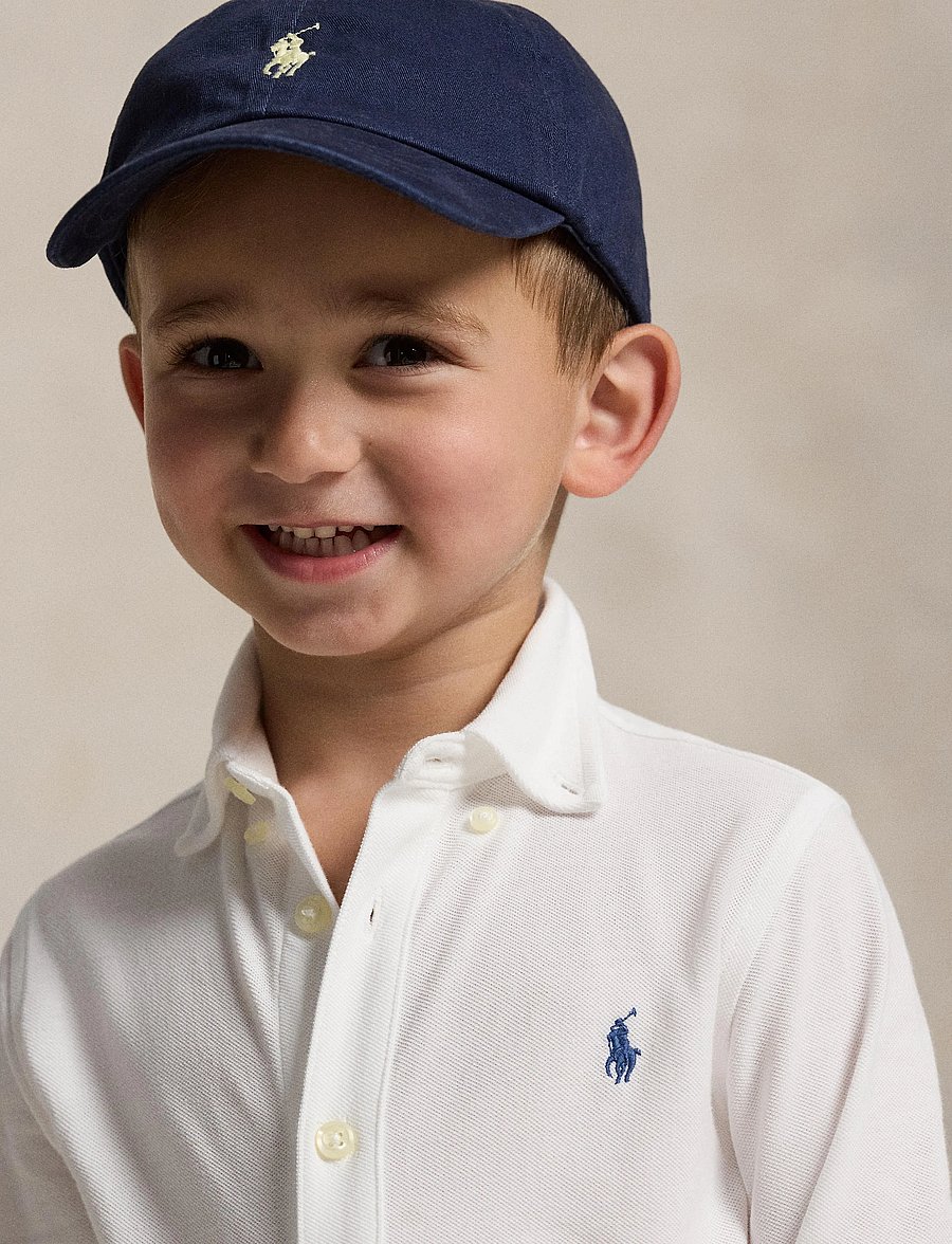 Ralph Lauren Kids - Featherweight Cotton Mesh Shirt - langärmlige hemden - white - 4