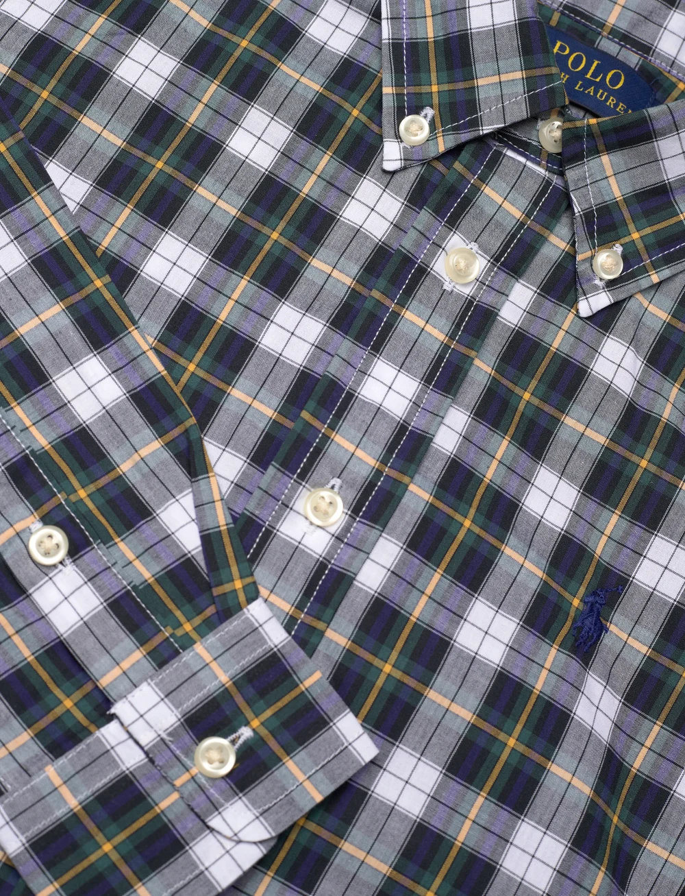 Ralph Lauren Kids - Plaid Cotton Poplin Shirt - langärmlige hemden - 6173b1 white/gree - 2