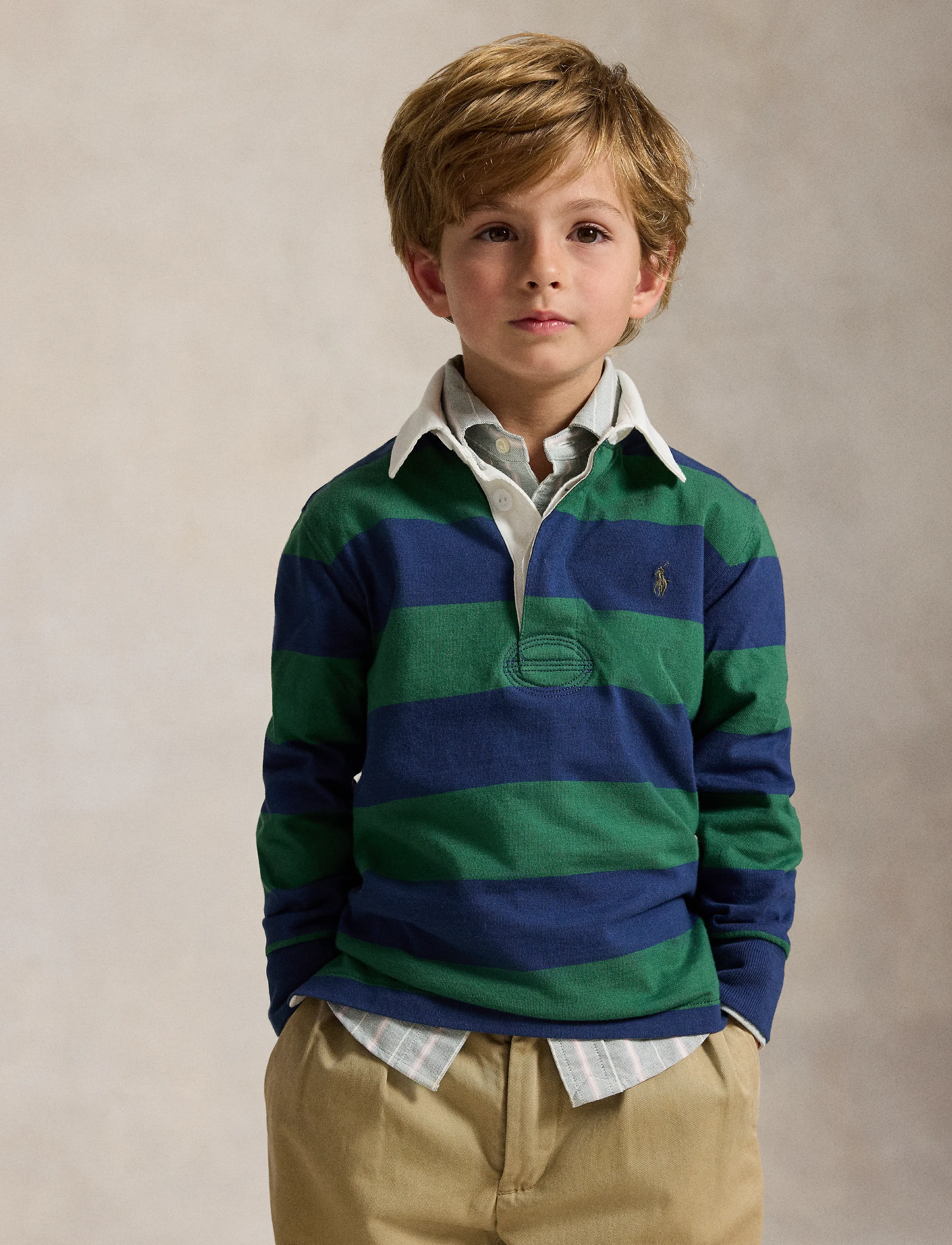 Ralph Lauren Kids The Iconic Rugby Shirt, 4, Green, Polo Skjorter > Langærmede Polo Shirts, Børn