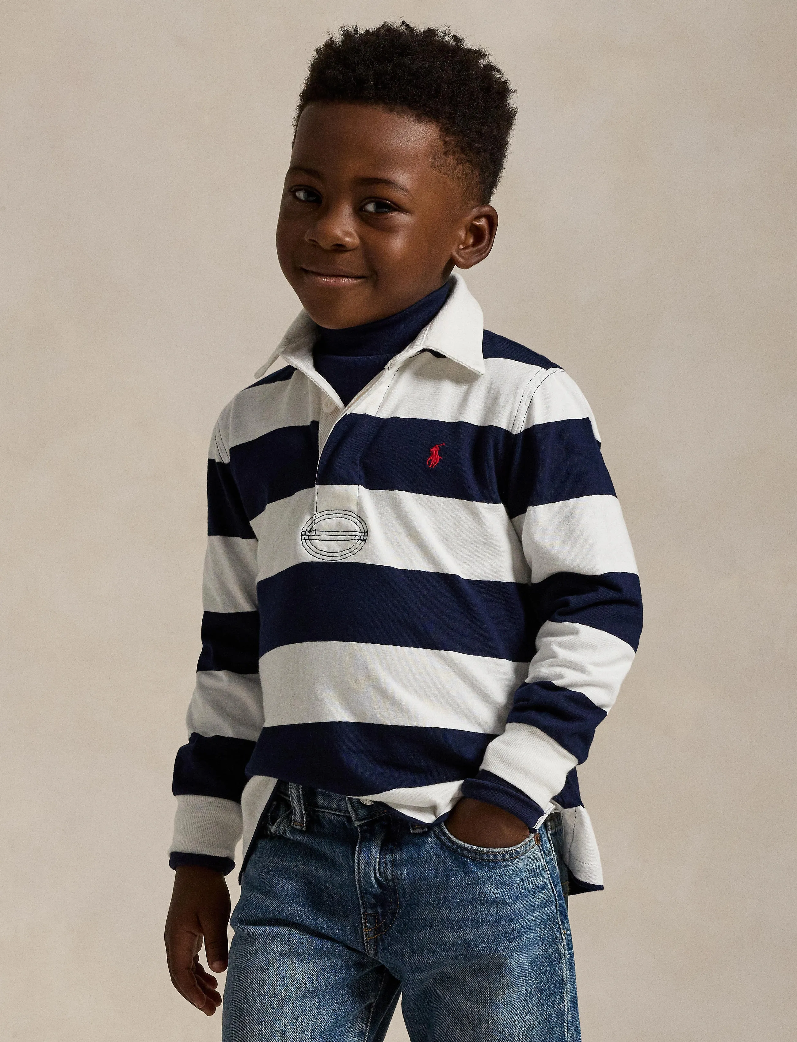 Ralph Lauren Kids - The Iconic Rugby Shirt - polos à manches longues - white/cruise navy - 4