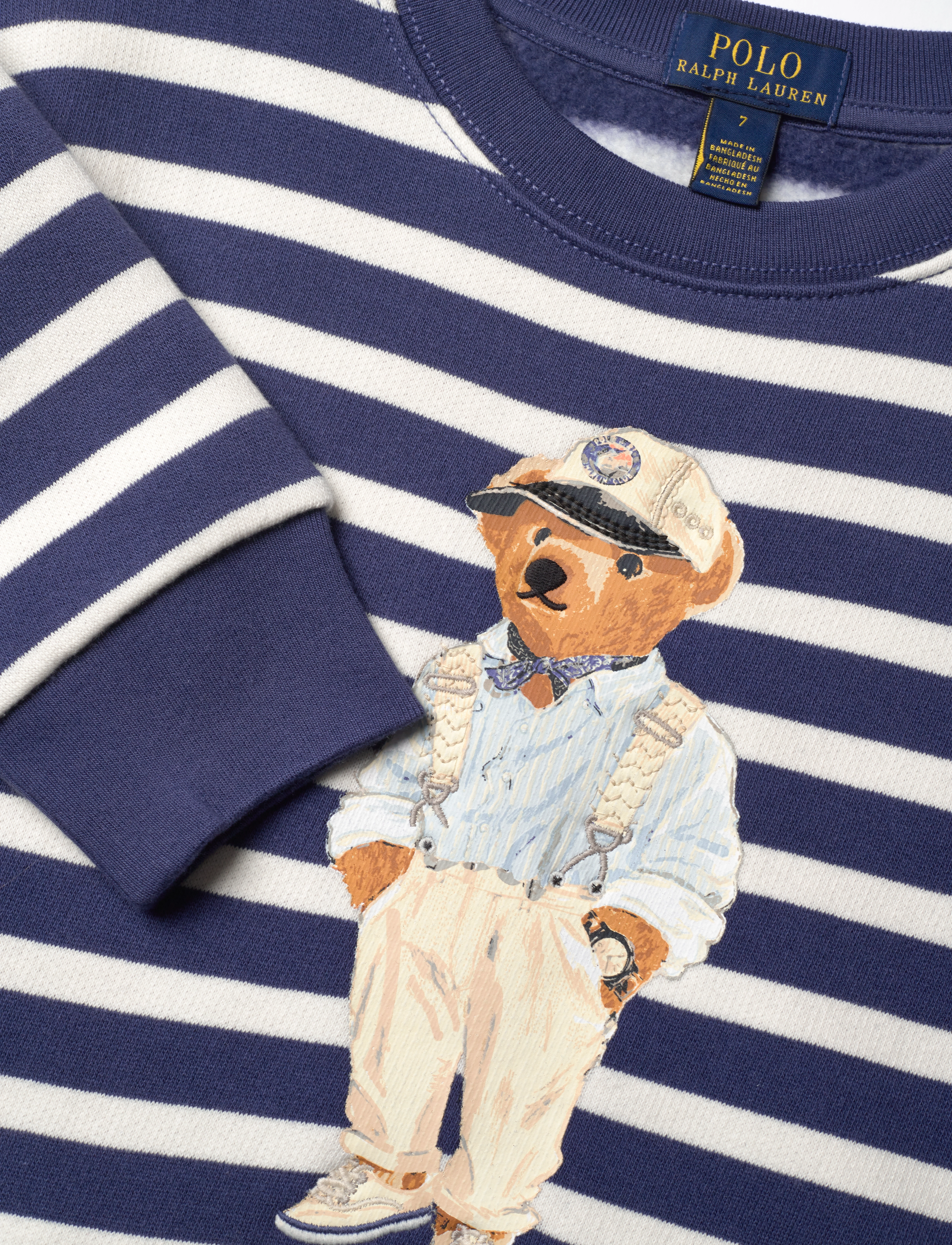 Ralph Lauren Kids - Striped Polo Bear Fleece Sweatshirt - pf24 light navy h - 2