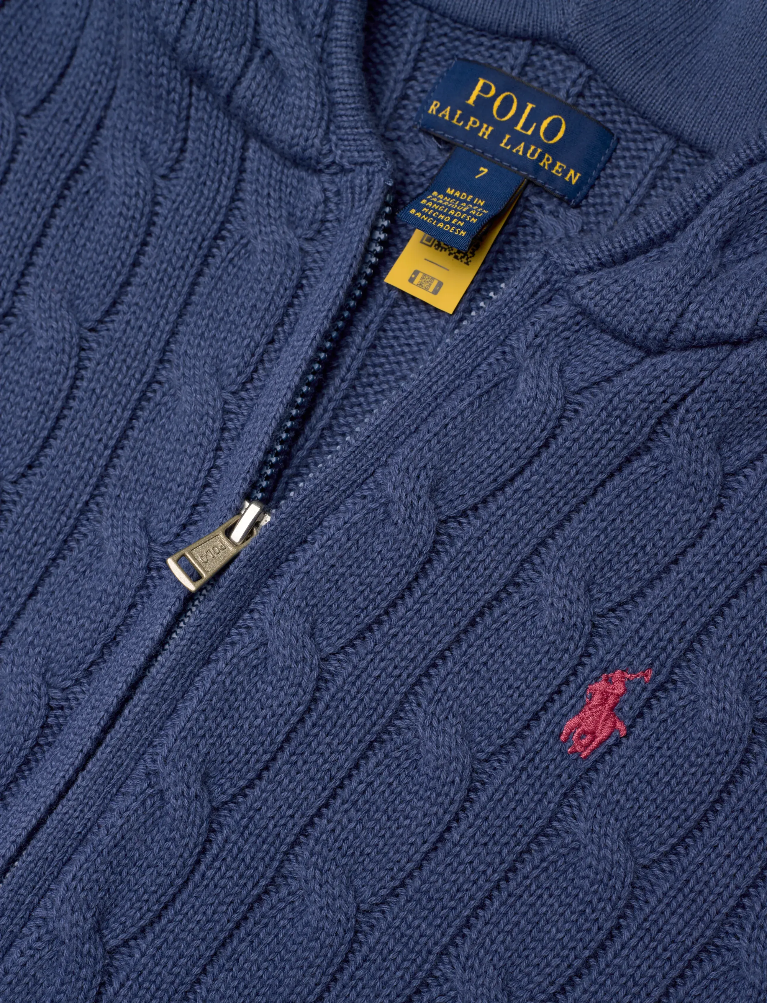 Ralph Lauren Kids - Cable Cotton Hooded Full-Zip Sweater - gilets - old royal/c3374 - 2