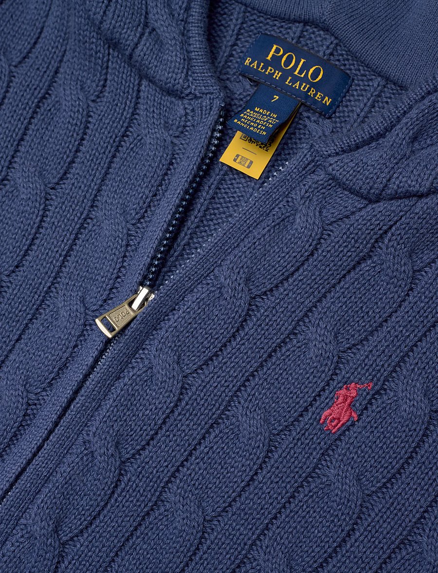 Ralph Lauren Kids - Cable Cotton Hooded Full-Zip Sweater - koftor - old royal/c3374 - 2