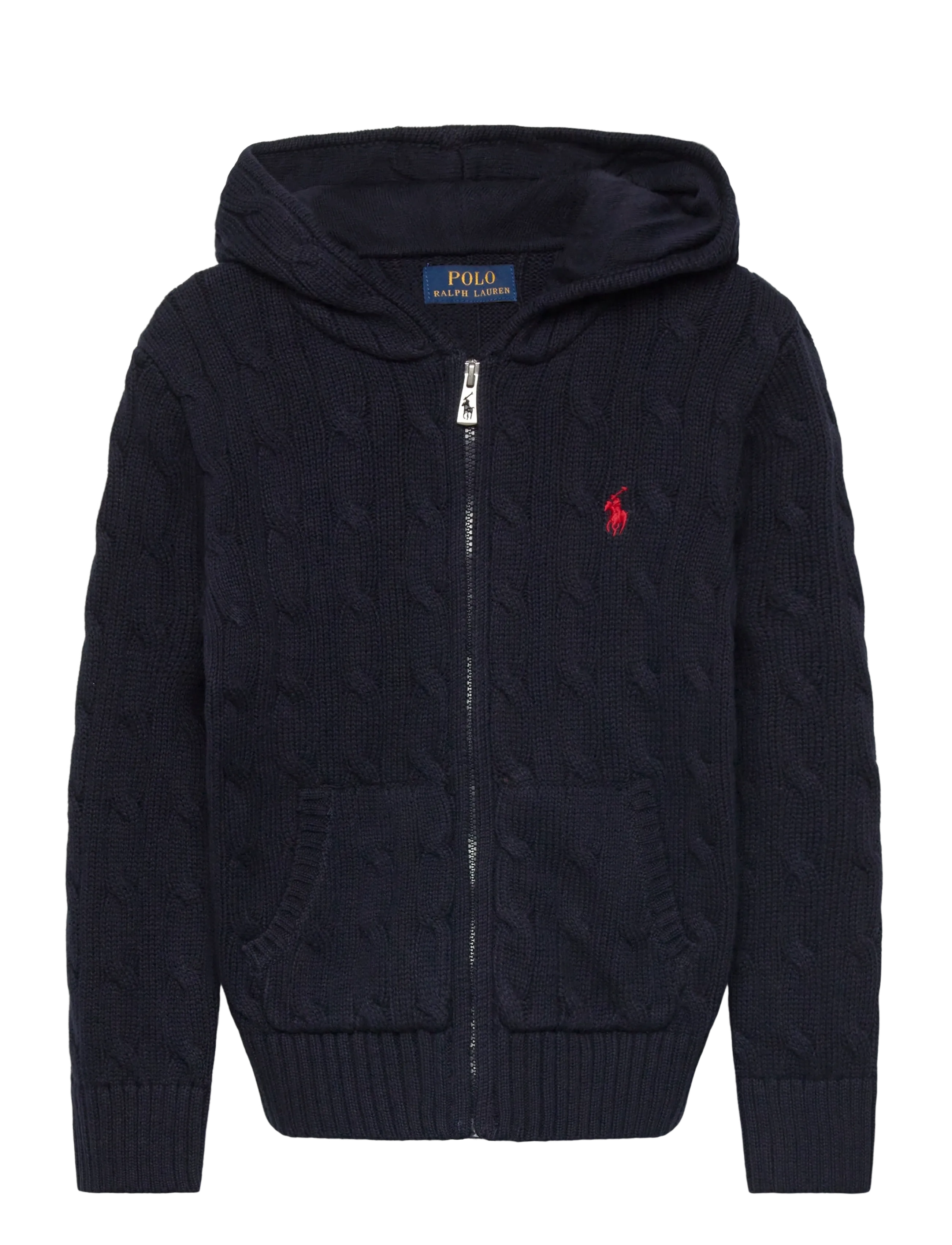 RALPH LAUREN Kinder Cable Baumwolle Hooded Full-Zip Pullover Navy - 102-108 - Kinder