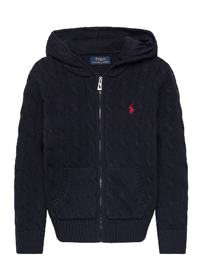Ralph Lauren Kids Cable Cotton Hooded Full-Zip Sweater - Strickmode - RL NAVY/C3807 / navy
