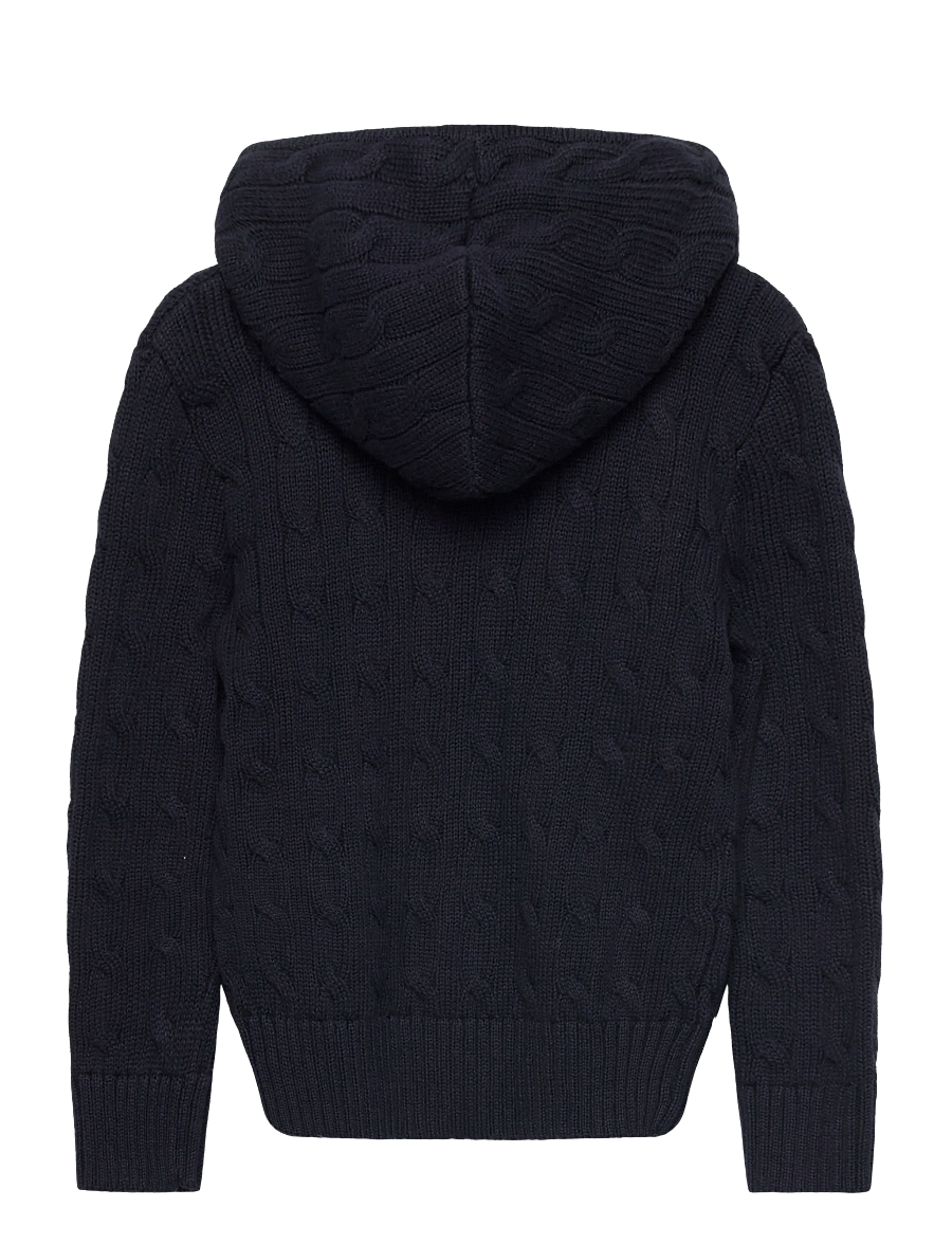 Ralph Lauren Kids - Cable Cotton Hooded Full-Zip Sweater - cardigans - rl navy/c3807 - 2