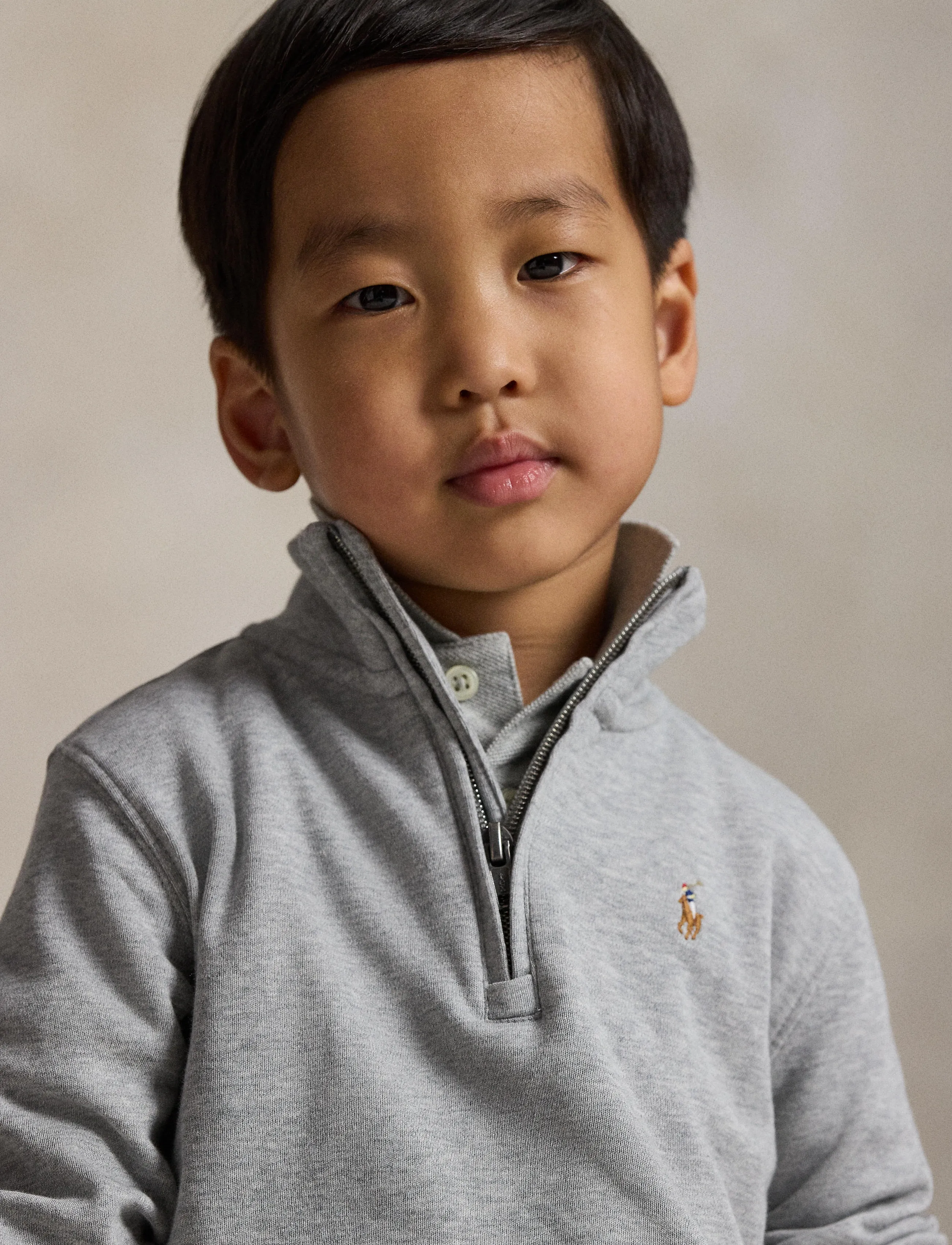 Ralph Lauren Kids - Cotton Interlock Quarter-Zip Pullover - andover heather - 3