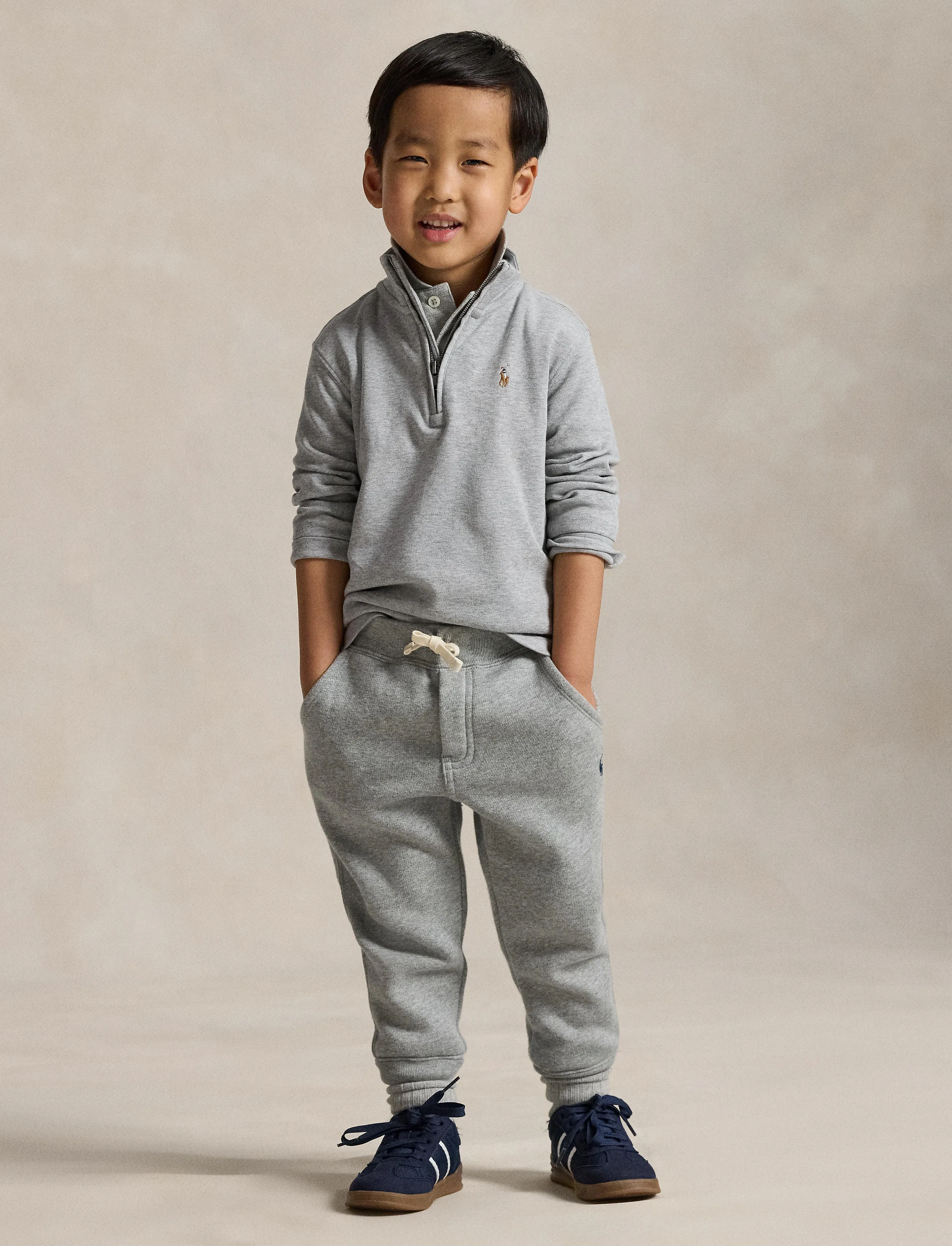 Ralph Lauren Kids - Cotton Interlock Quarter-Zip Pullover - andover heather - 4
