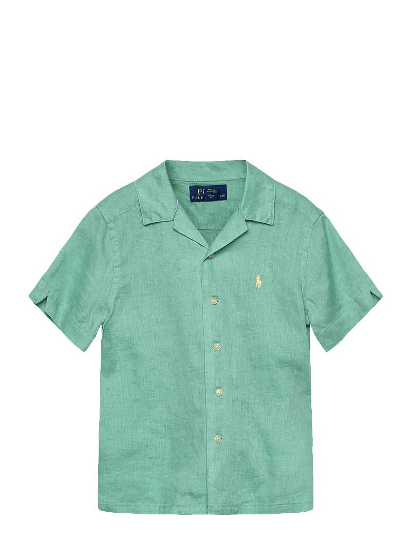Ralph Lauren Kids - Linen Camp Shirt - kortærmede skjorter - celadon - 0