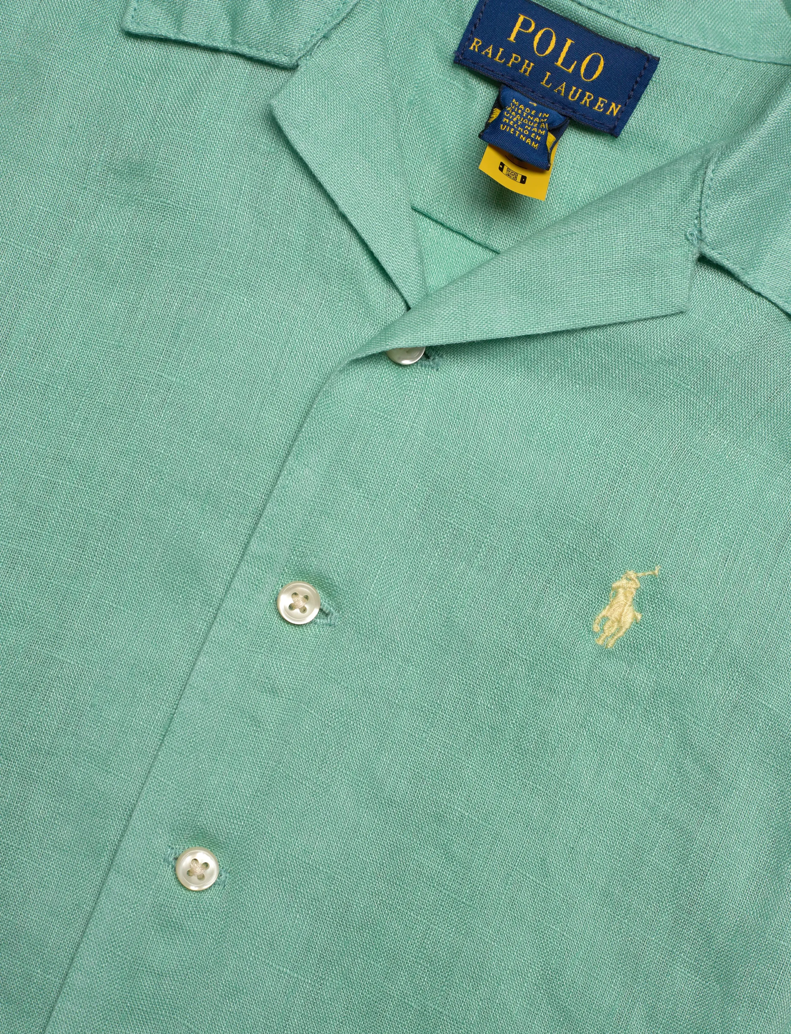 Ralph Lauren Kids - Linen Camp Shirt - kurzärmlige hemden - celadon - 2
