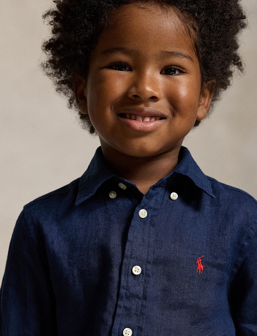 Ralph Lauren Kids - Linen Shirt - långärmade skjortor - newport navy - 0