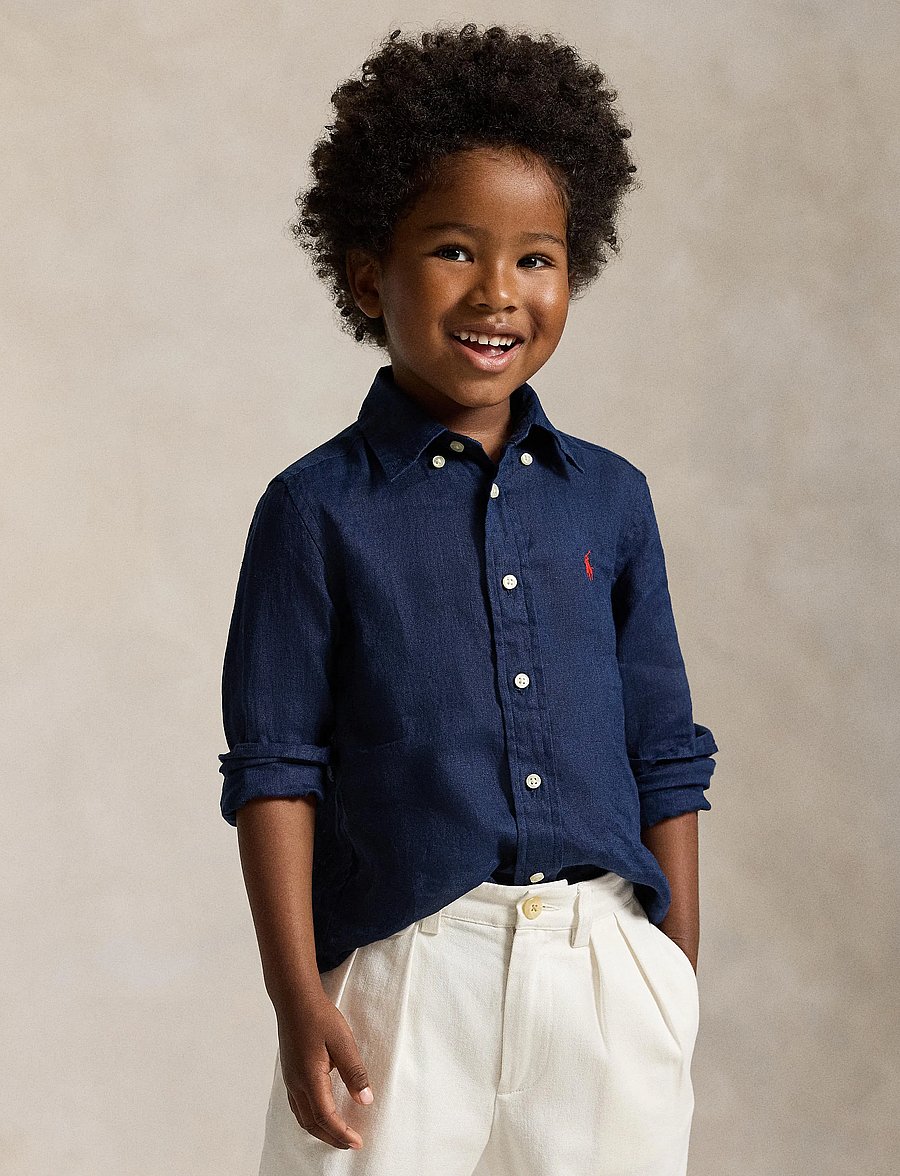 Ralph Lauren Kids - Linen Shirt - långärmade skjortor - newport navy - 3