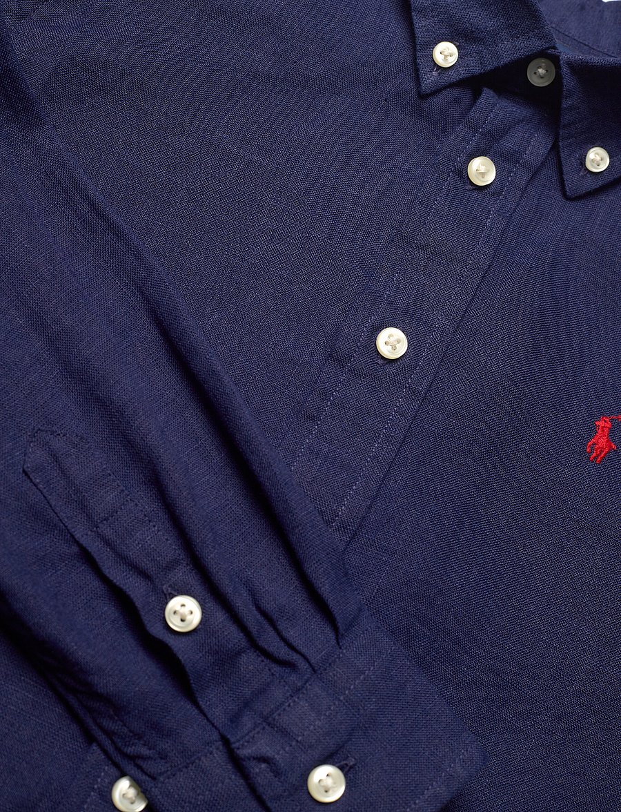 Ralph Lauren Kids - Linen Shirt - långärmade skjortor - newport navy - 4