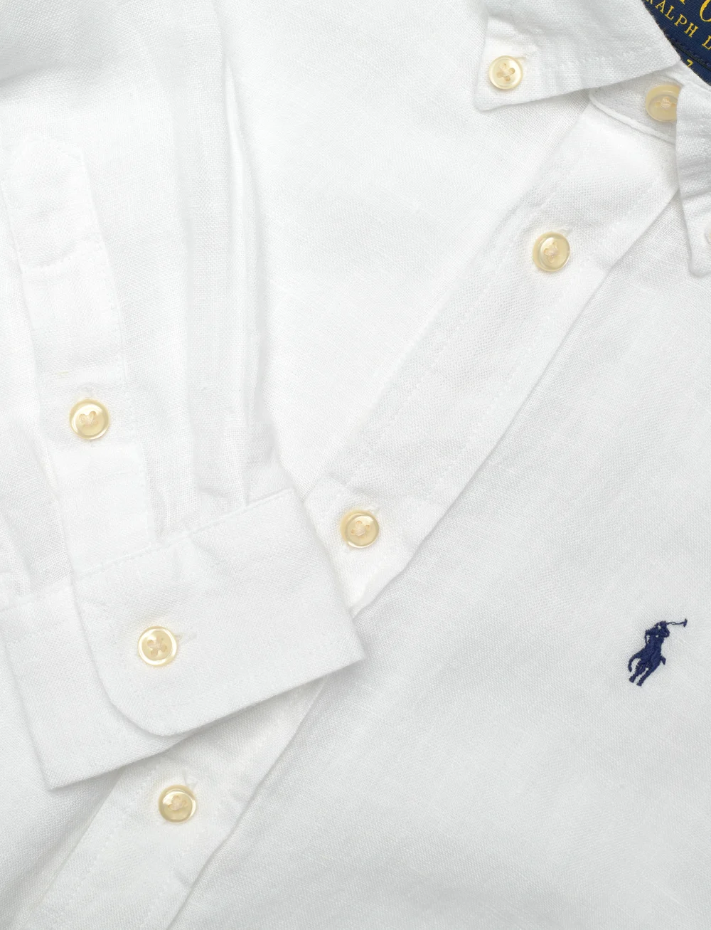 Ralph Lauren Kids - Linen Shirt - långärmade skjortor - white - 2