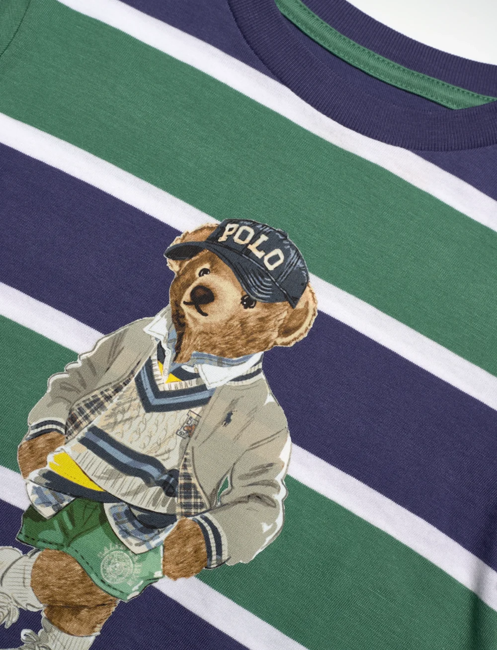Ralph Lauren Kids - Polo Bear Striped Cotton Jersey Tee - kurzärmelige - pf25 fairway gree - 2