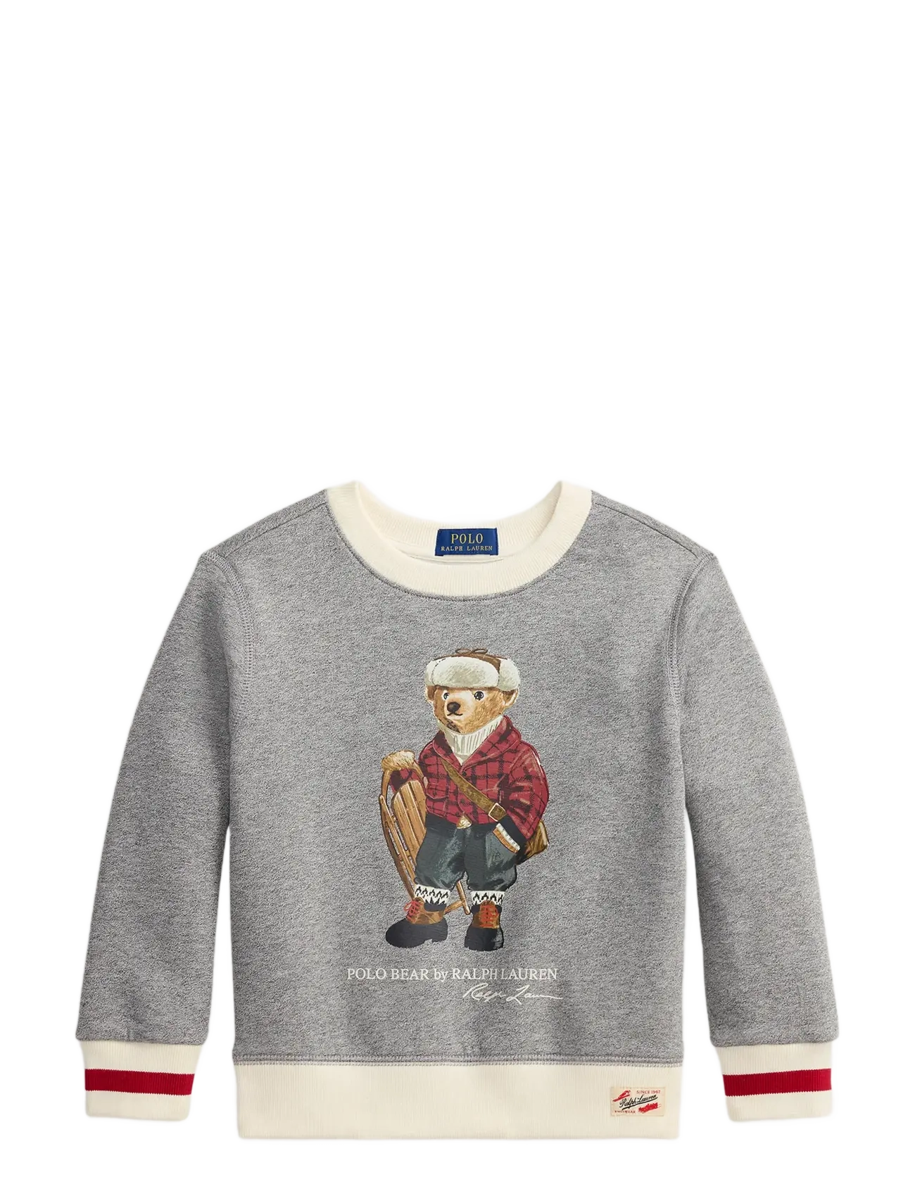 Ralph Lauren Kids Polo Bear Fleece Sweatshirt - Tøj - HOL25 BEAR VINTAG / grey