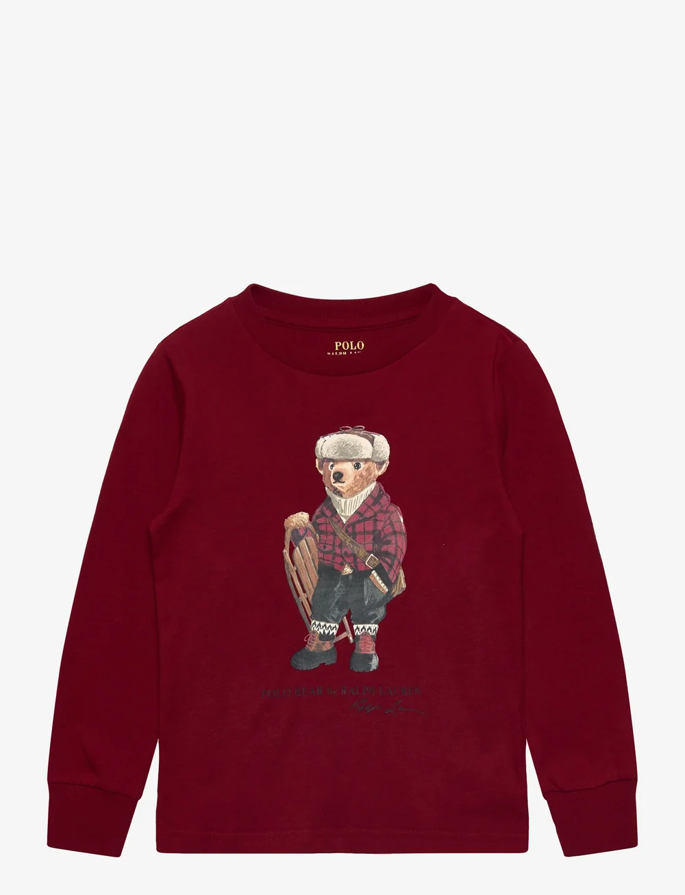 Ralph Lauren Kids - Polo Bear Cotton Long-Sleeve Tee - långärmade t-shirts - hol25 bear holida - 0