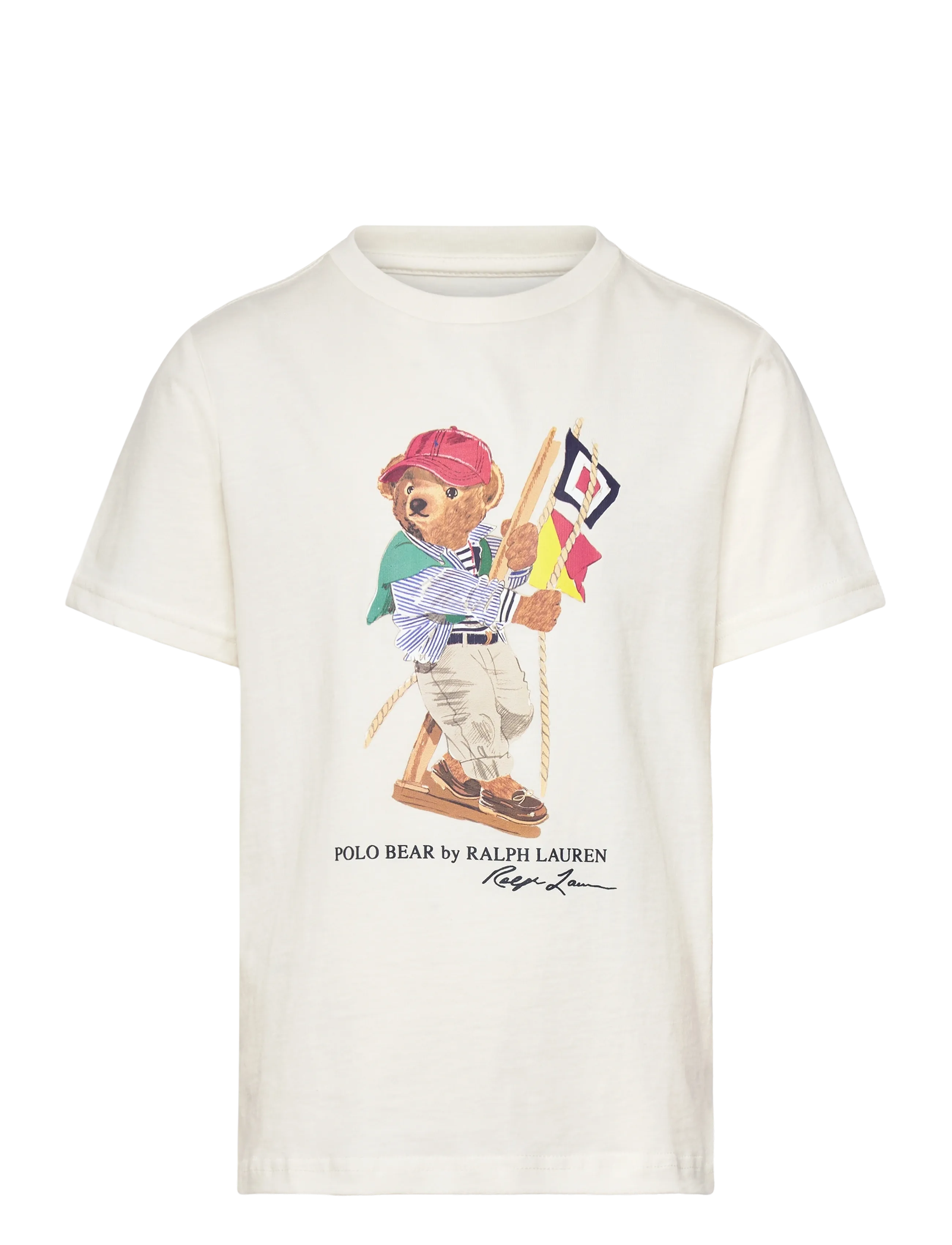 Ralph Lauren Kids Polo Bear Cotton Jersey Tee, 117-123, Cream, T-Shirts > Kortærmede, Børn