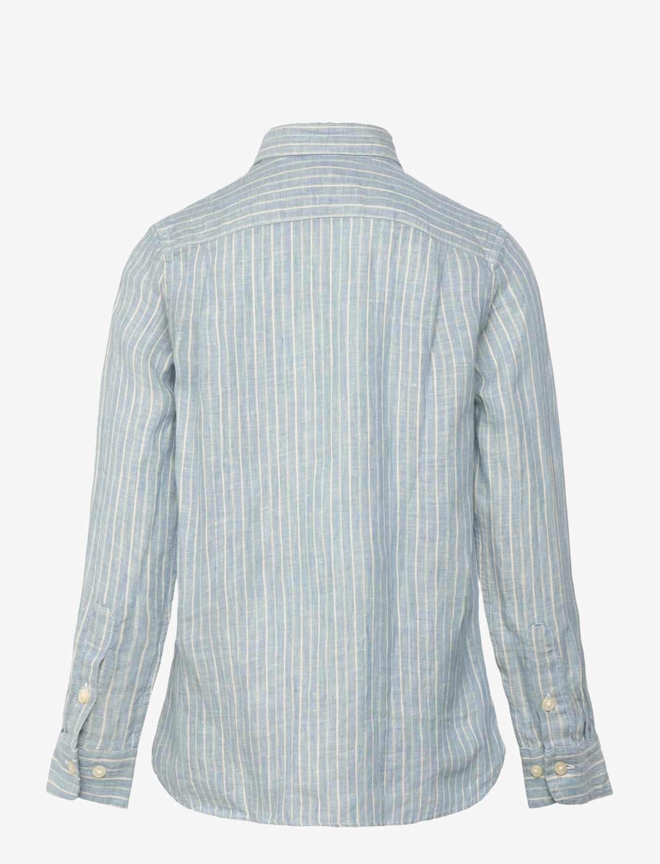 Ralph Lauren Kids - Striped Linen Shirt - långärmade skjortor - #b222a blue cream - 1