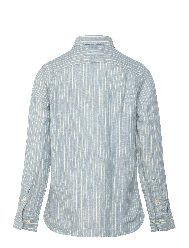 Ralph Lauren Kids - Striped Linen Shirt - långärmade skjortor - #b222a blue cream - 1